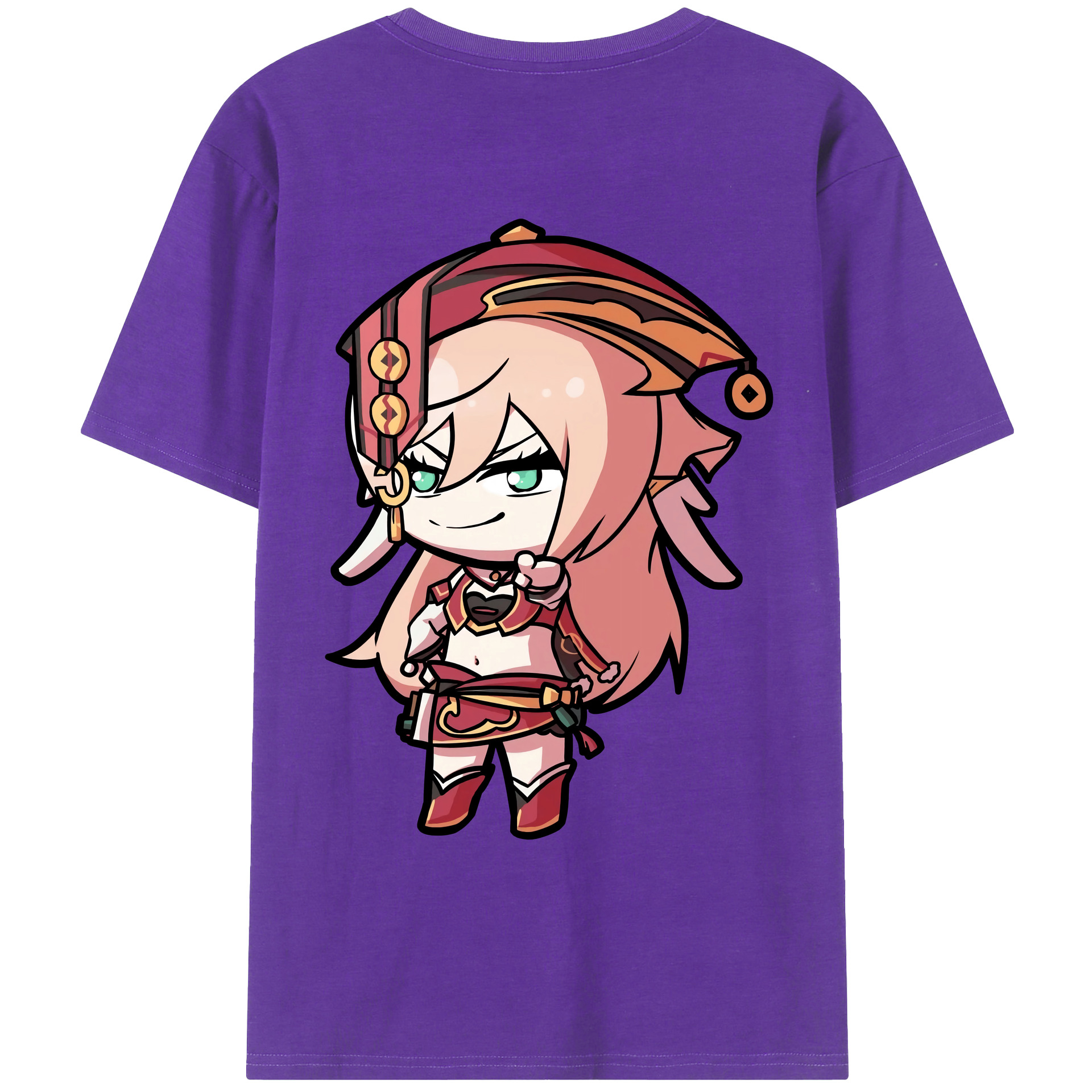 げんし神 ヤンフェイ genshin Yanfei 綿100％ メンズ半袖Tシャツ（バックプリント） 通気性