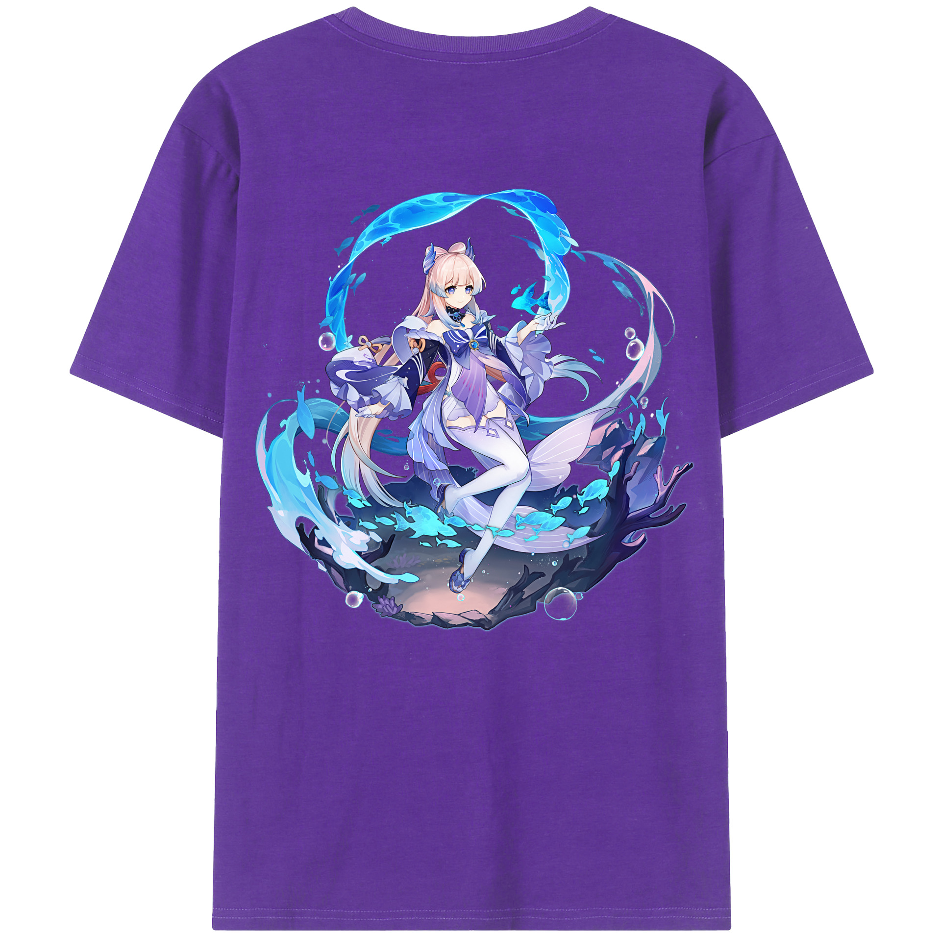 げんし神 珊瑚宮心海 サンゴノミヤ・ココミ genshin Sangonomiya Kokomi 綿100％ メンズ半袖Tシャツ（バックプリント） 通気性
