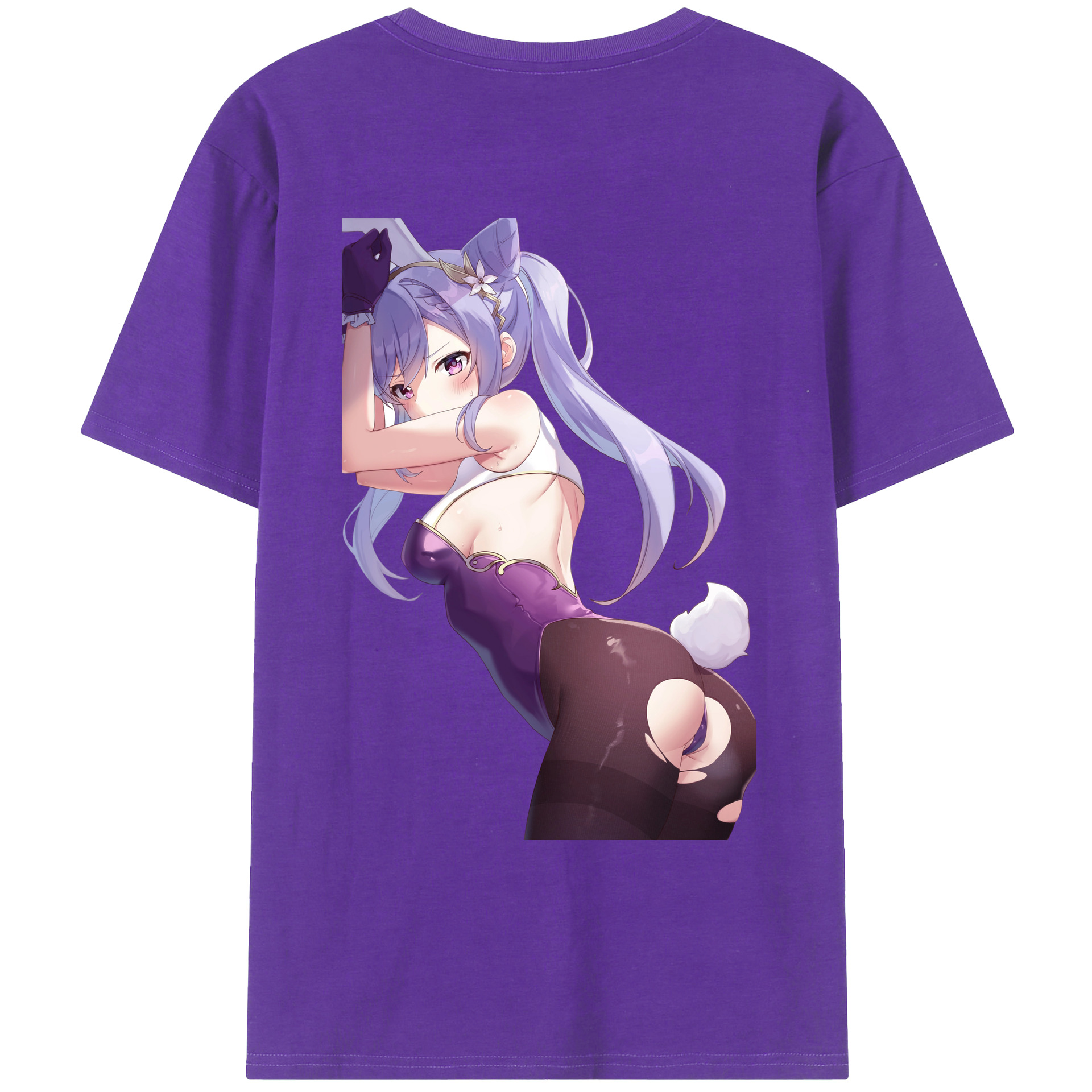 げんし神 刻晴 こくせい genshin Kokusei 綿100％ メンズ半袖Tシャツ（バックプリント） 通気性