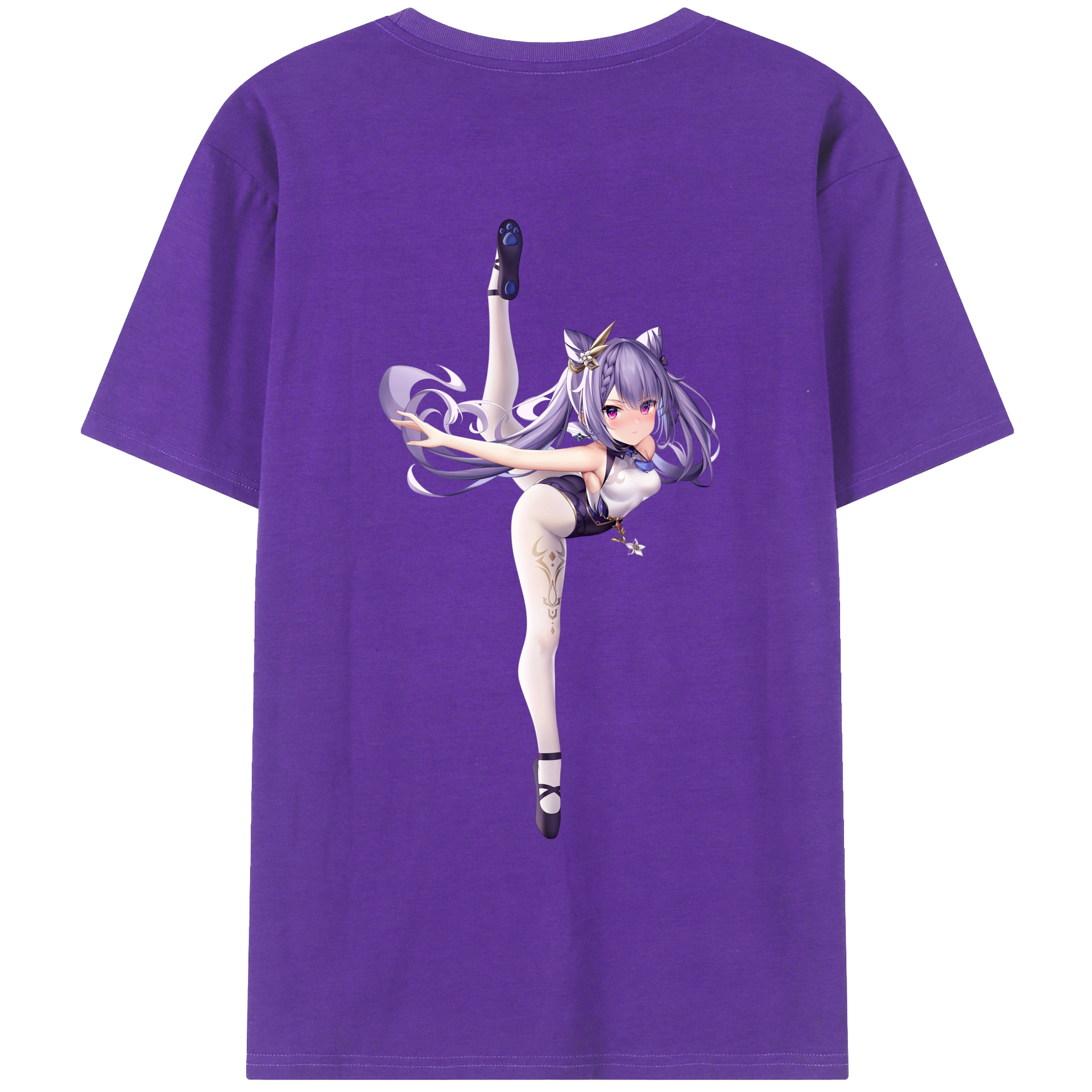 げんし神 刻晴 こくせい genshin Kokusei 綿100％ メンズ半袖Tシャツ（バックプリント） 通気性