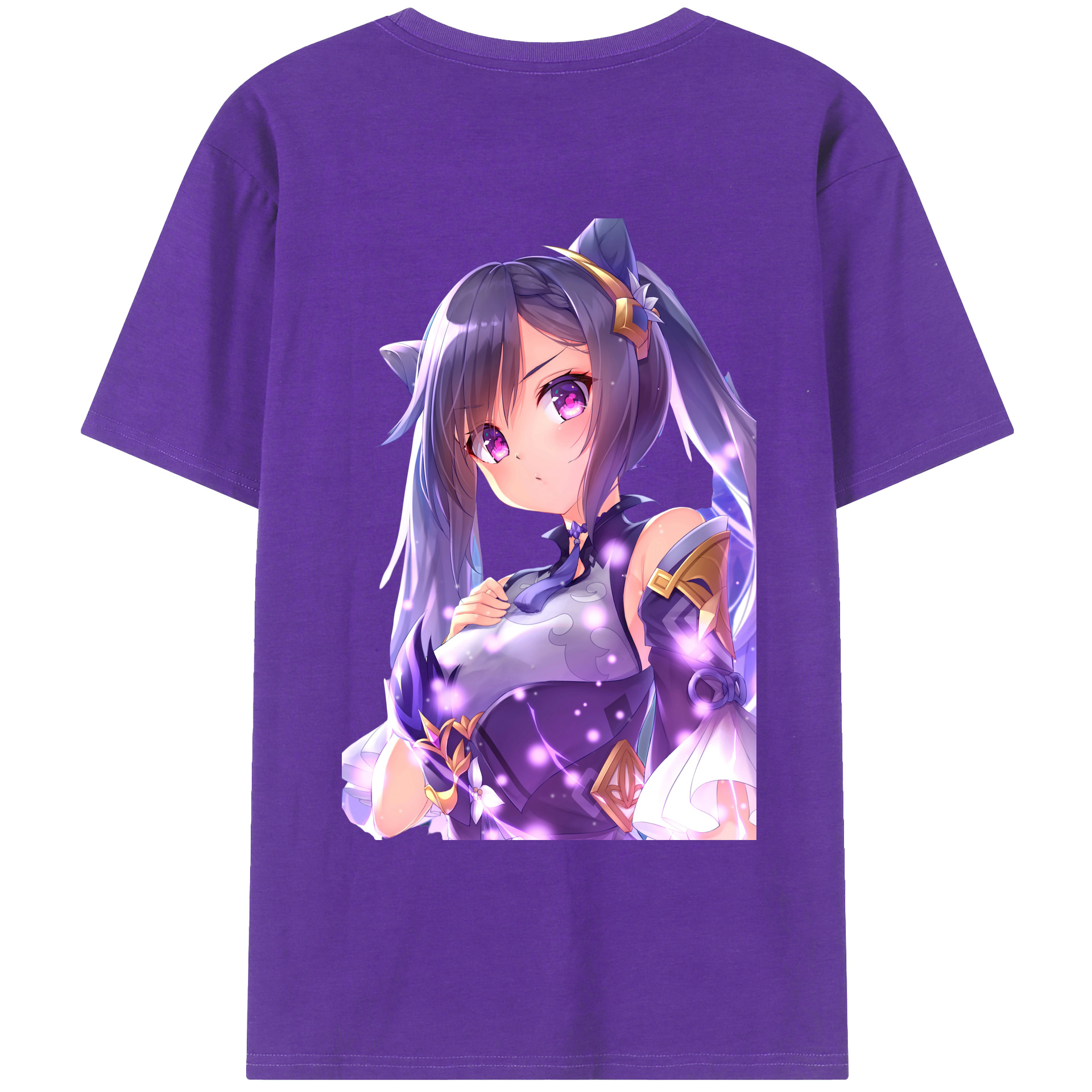 げんし神 刻晴 こくせい genshin Kokusei 綿100％ メンズ半袖Tシャツ（バックプリント） 通気性