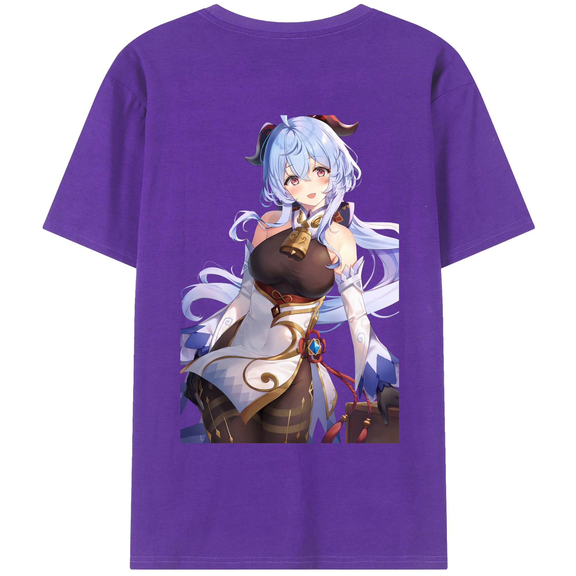 げんし神 甘雨 かんう genshin Ganyu 綿100％ メンズ半袖Tシャツ（バックプリント） 通気性