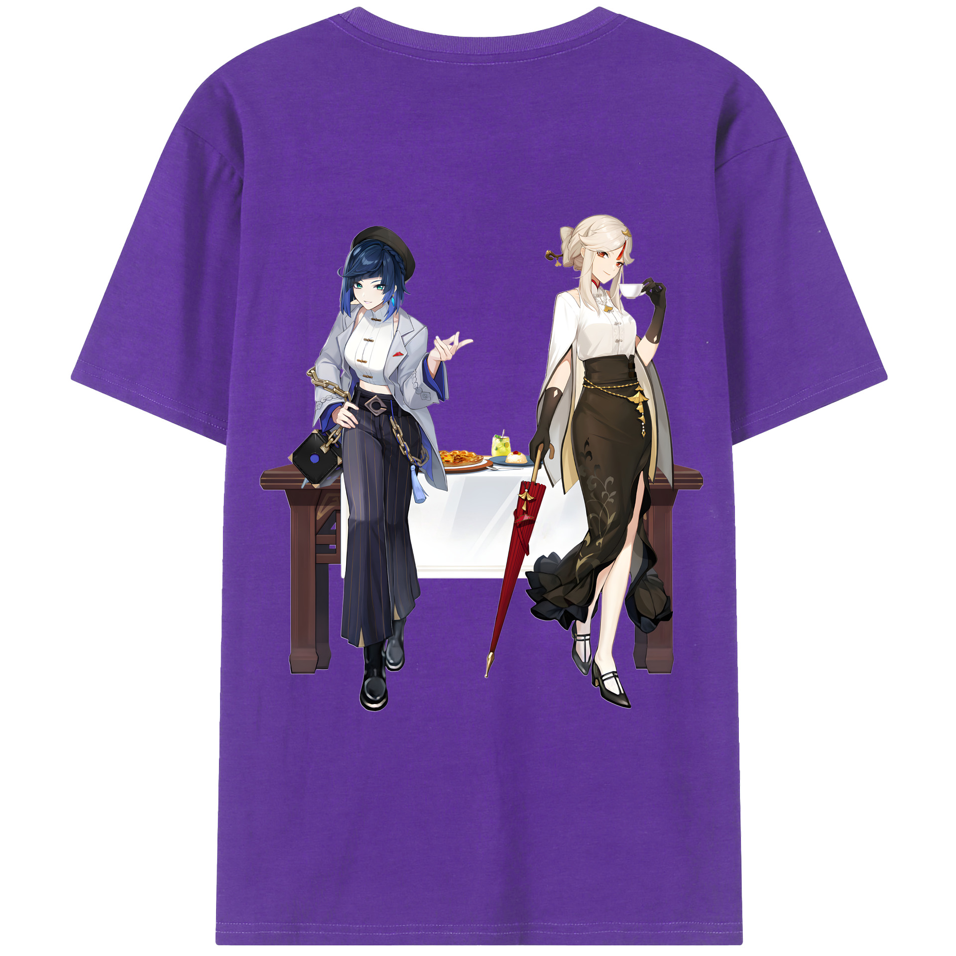 げんし神 夜兰 やらん genshin Yaran 綿100％ メンズ半袖Tシャツ（バックプリント） 通気性