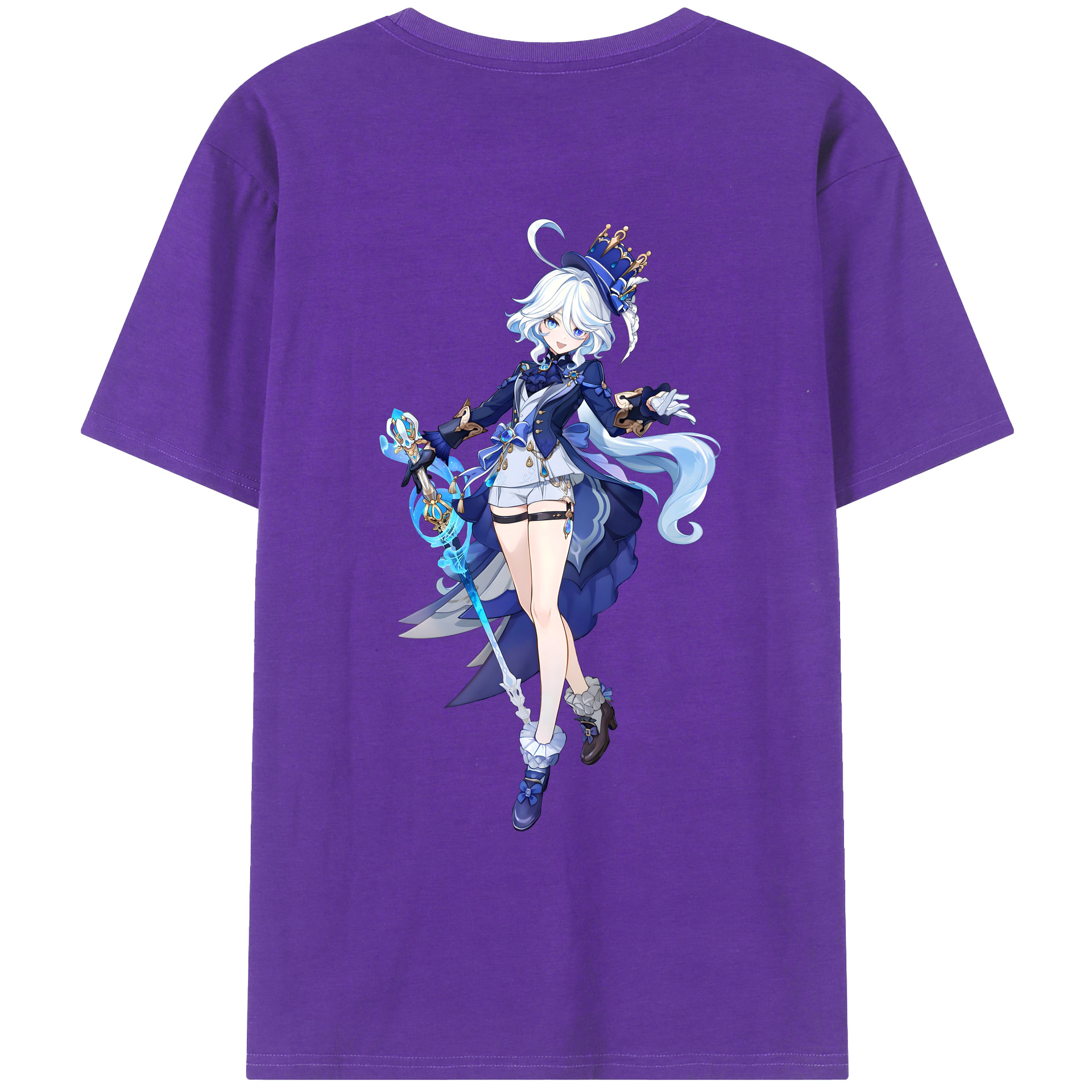 げんし神 フリーナ genshin Furina 綿100％ メンズ半袖Tシャツ（バックプリント） 通気性