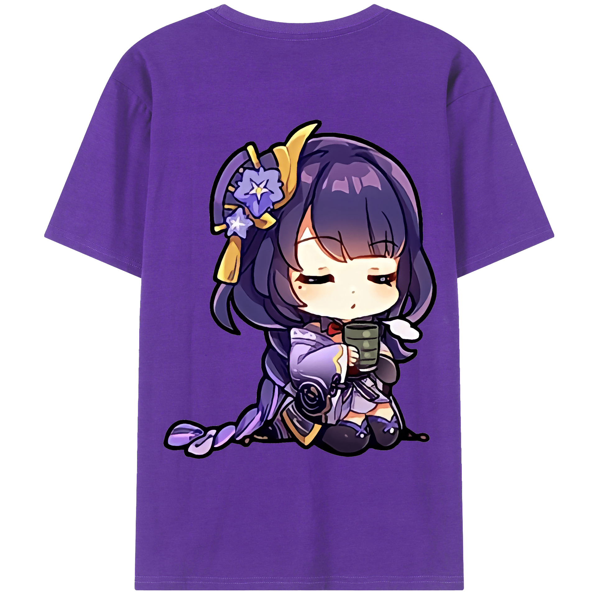 げんし神 雷電将軍 らいでんしょうぐん genshin Raiden Shogun 綿100％ メンズ半袖Tシャツ（バックプリント） 通気性