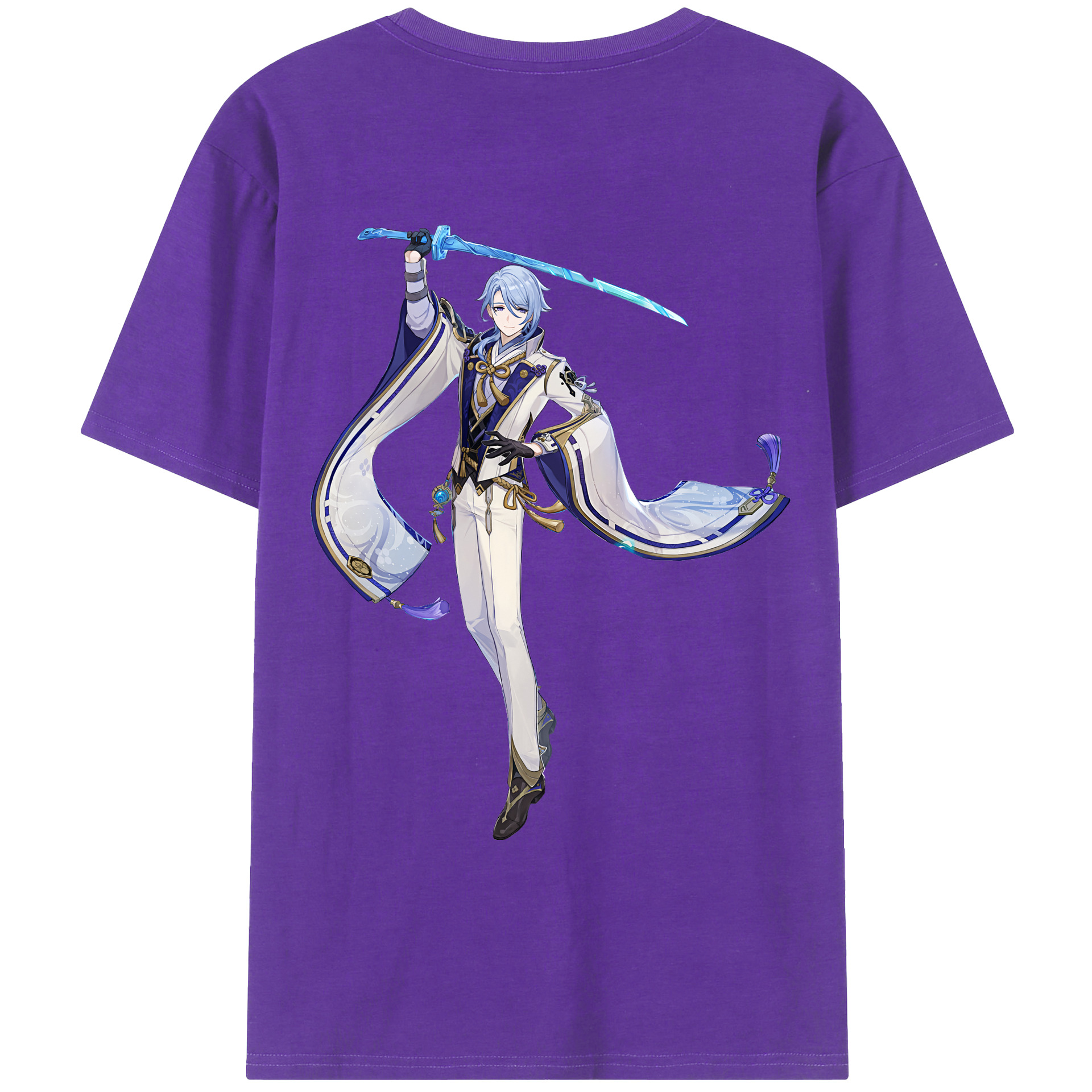 げんし神 神里綾人 かみさとあやと genshin Kamisato Ayato 綿100％ メンズ半袖Tシャツ（バックプリント） 通気性