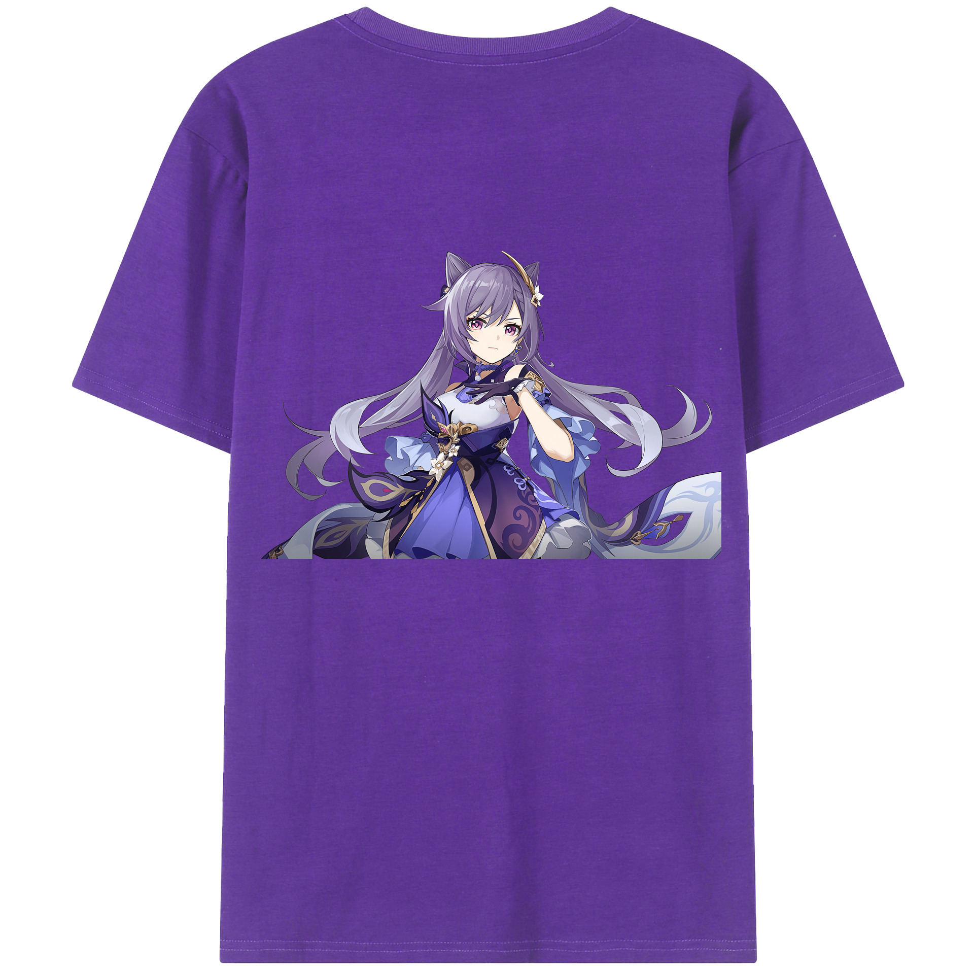 げんし神 刻晴 こくせい genshin Kokusei 綿100％ メンズ半袖Tシャツ（バックプリント） 通気性