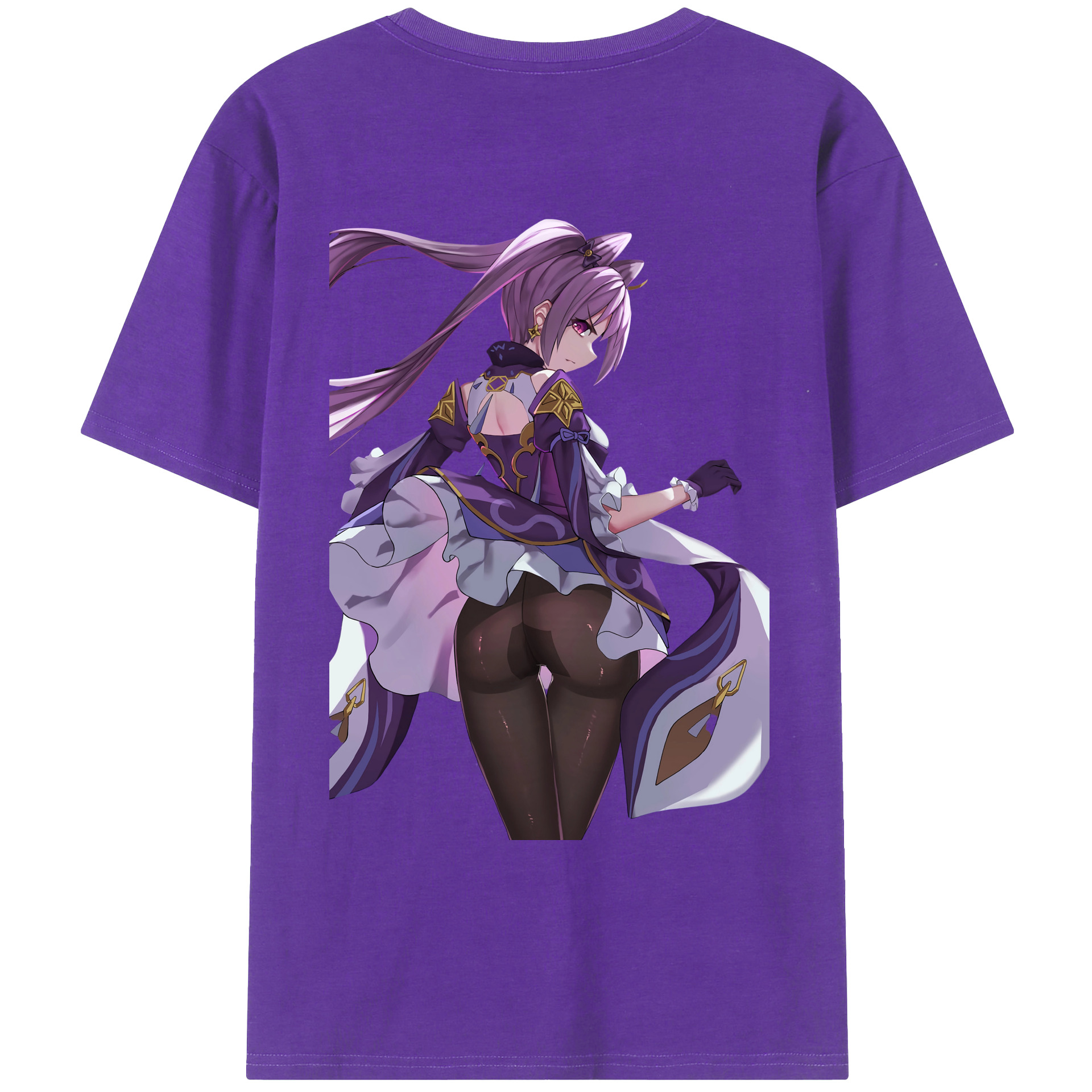 げんし神 刻晴 こくせい genshin Kokusei 綿100％ メンズ半袖Tシャツ（バックプリント） 通気性