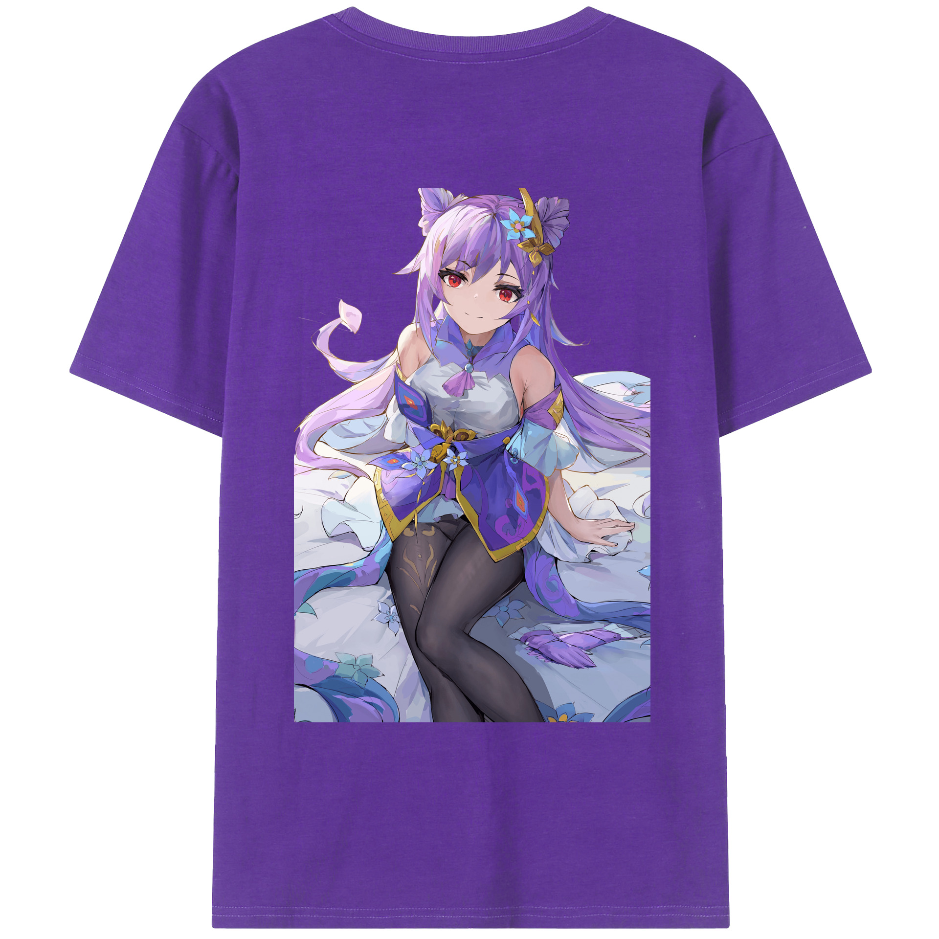 げんし神 刻晴 こくせい genshin Kokusei 綿100％ メンズ半袖Tシャツ（バックプリント） 通気性