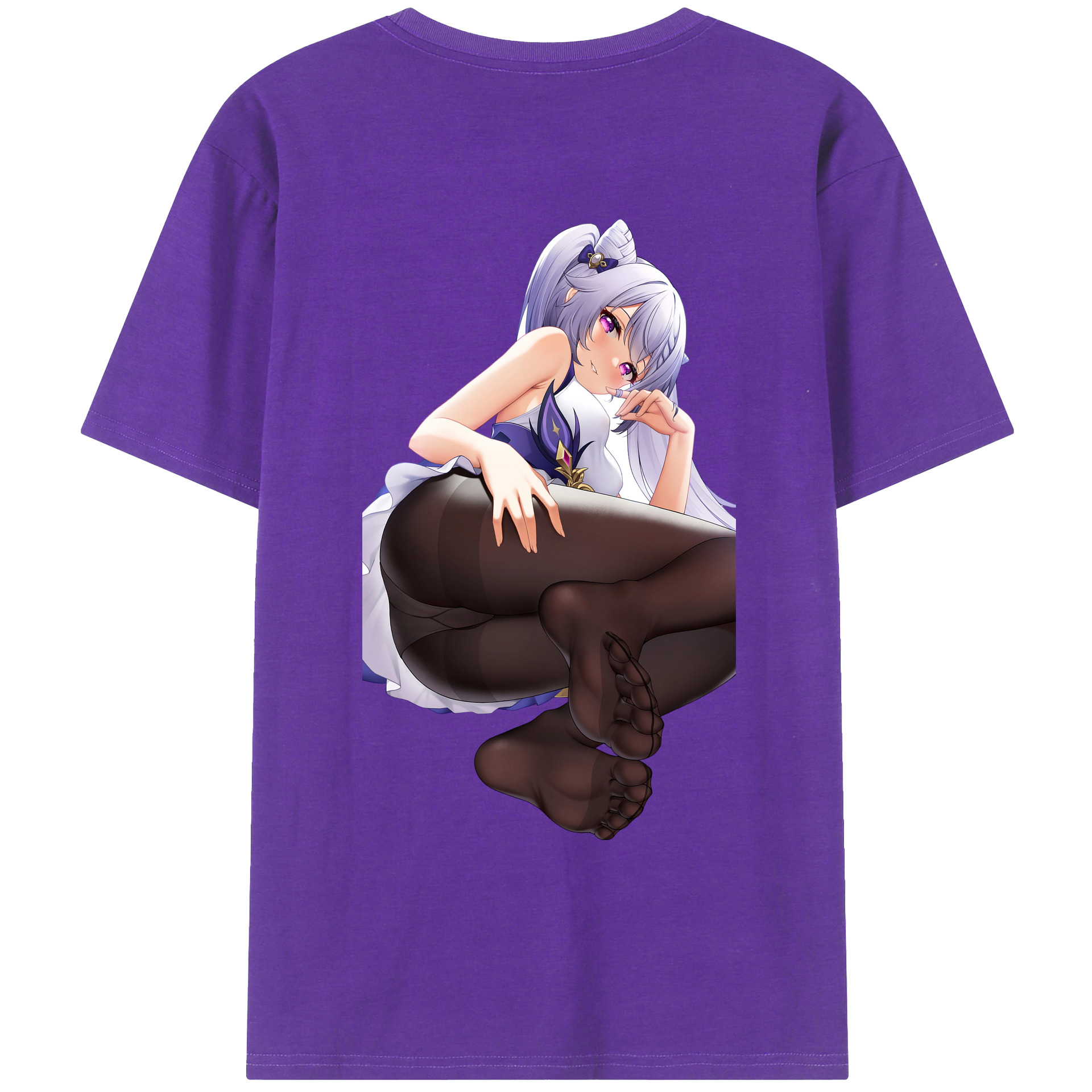 げんし神 刻晴 こくせい genshin Kokusei 綿100％ メンズ半袖Tシャツ（バックプリント） 通気性