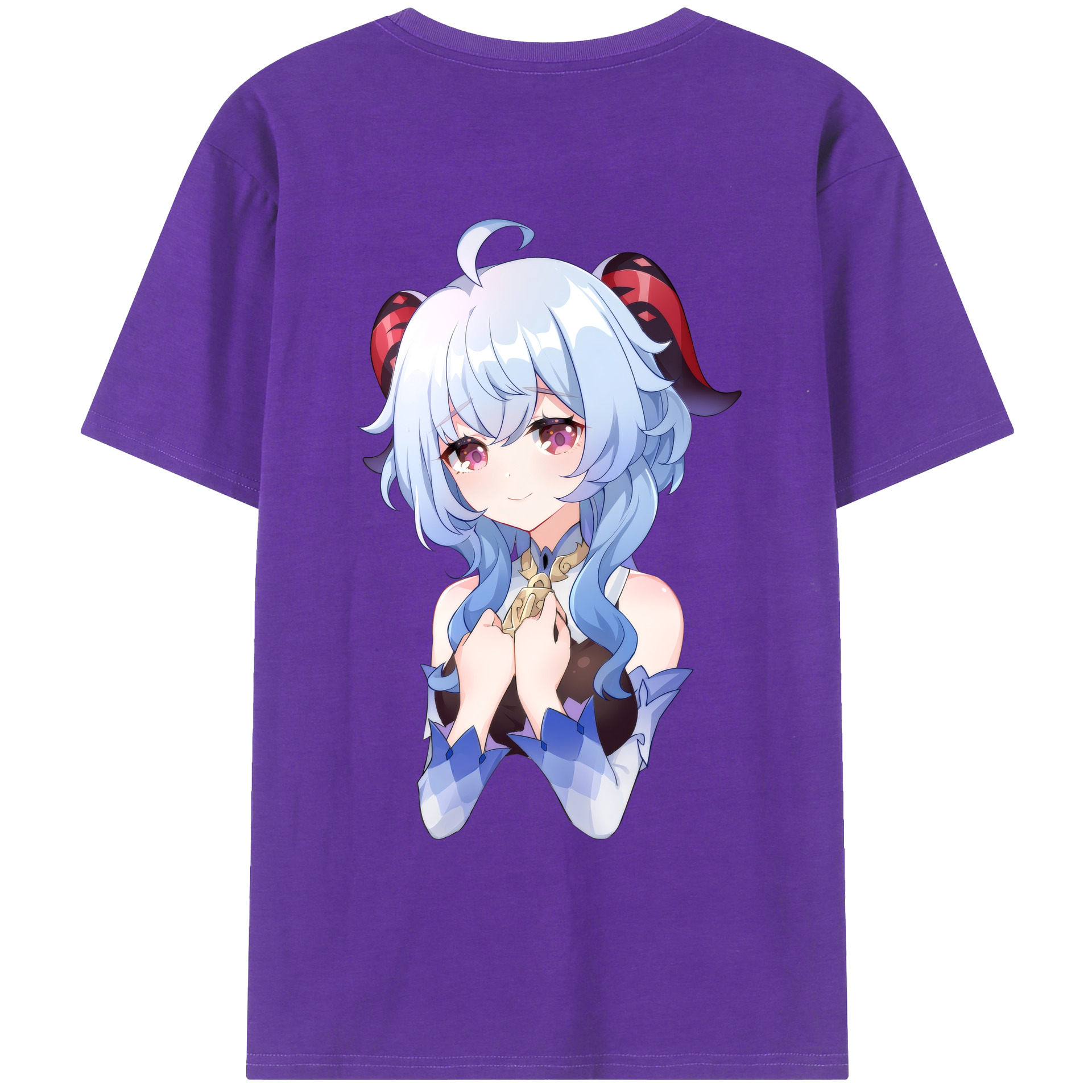 げんし神 甘雨 かんう genshin Ganyu 綿100％ メンズ半袖Tシャツ（バックプリント） 通気性