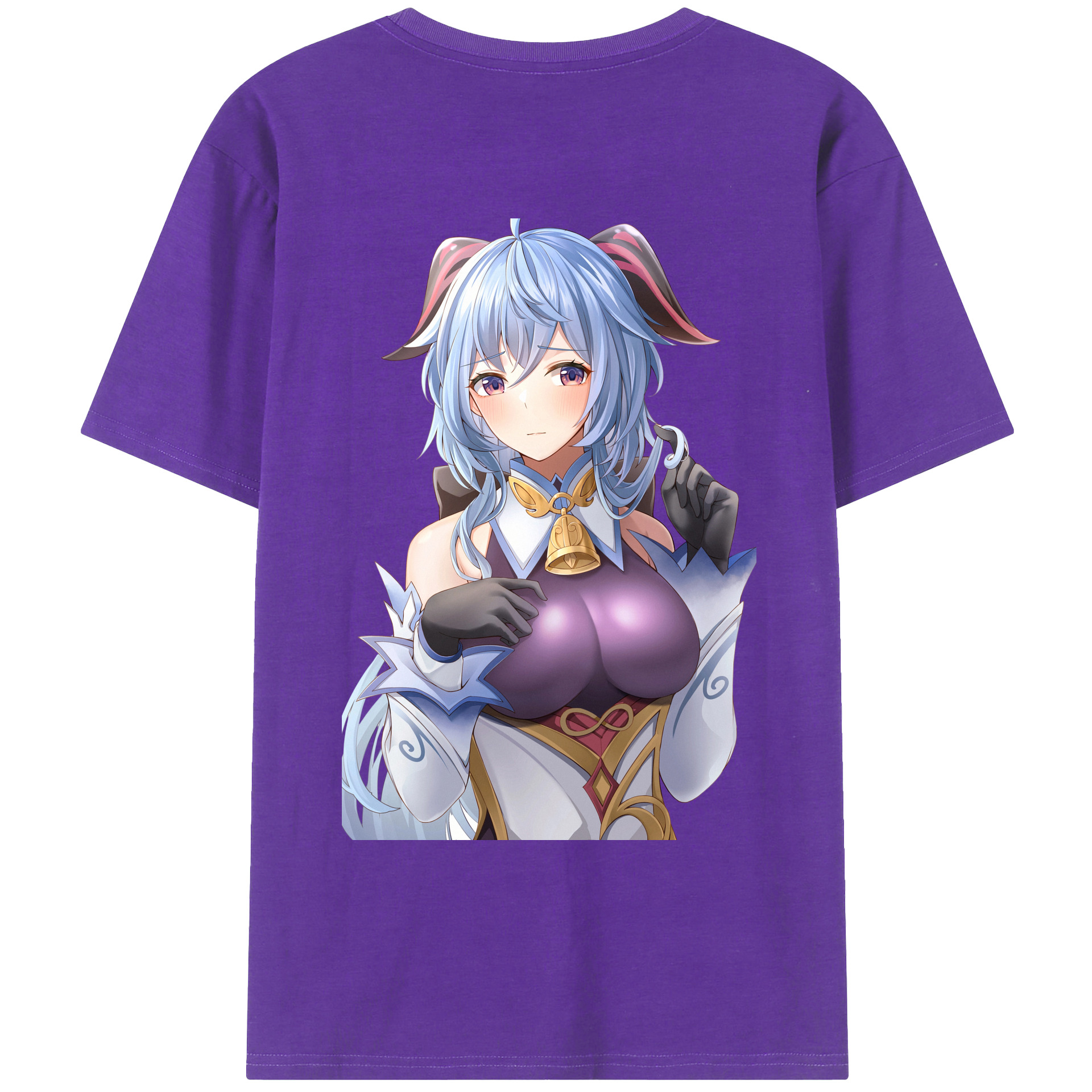 げんし神 甘雨 かんう genshin Ganyu 綿100％ メンズ半袖Tシャツ（バックプリント） 通気性