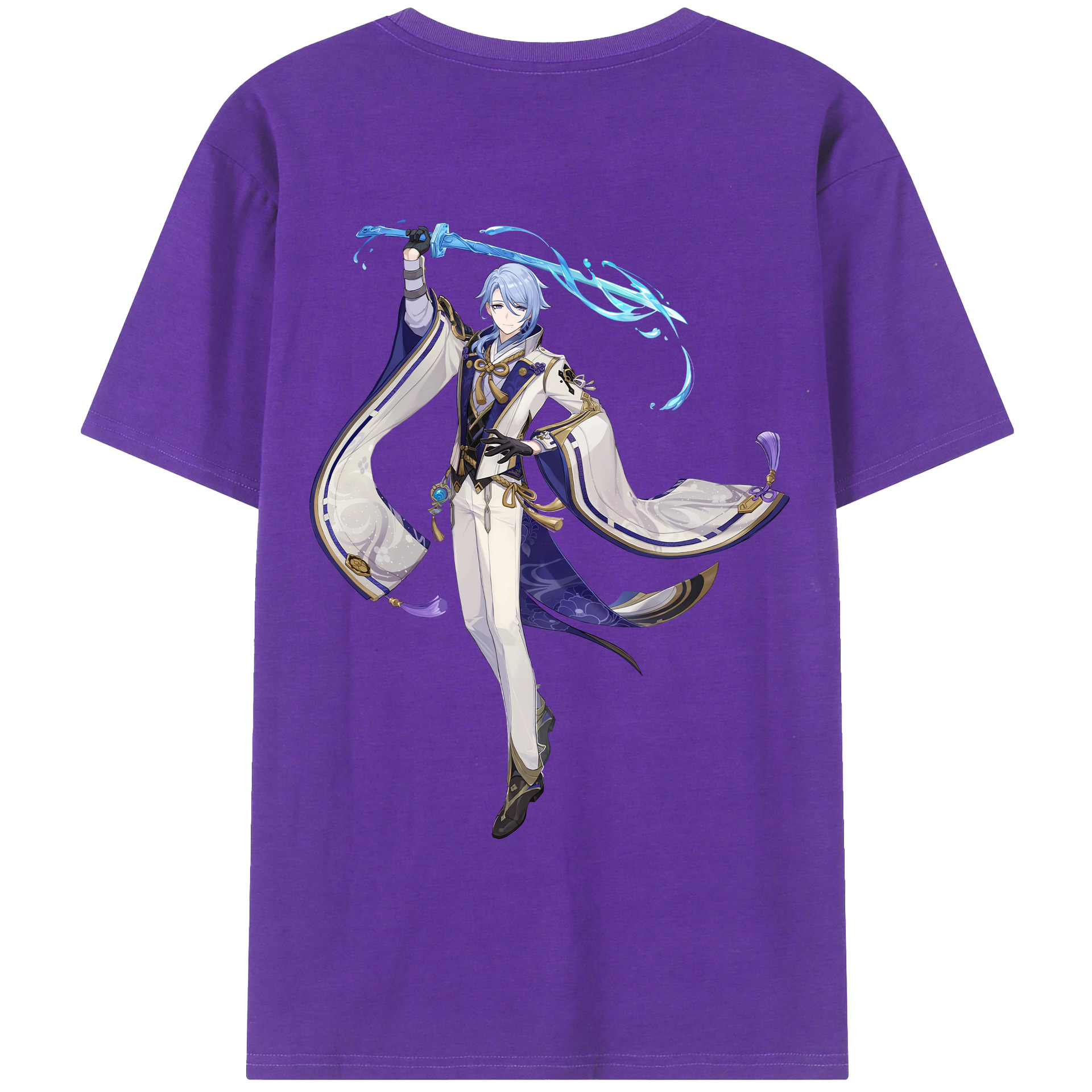 げんし神 神里綾人 かみさとあやと genshin Kamisato Ayato 綿100％ メンズ半袖Tシャツ（バックプリント） 通気性