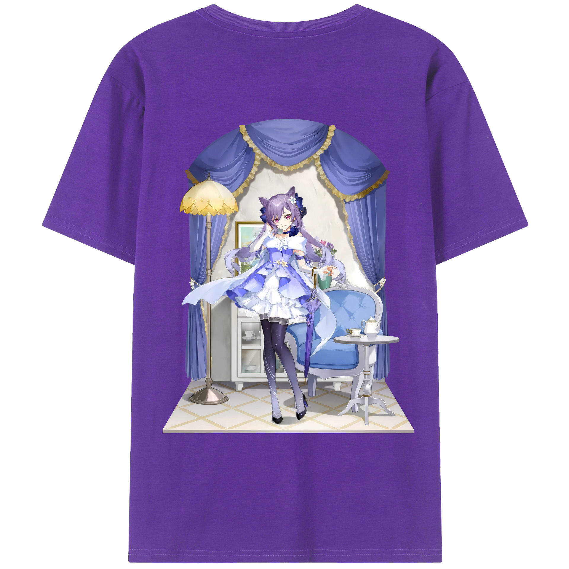 げんし神 刻晴 こくせい genshin Kokusei 綿100％ メンズ半袖Tシャツ（バックプリント） 通気性