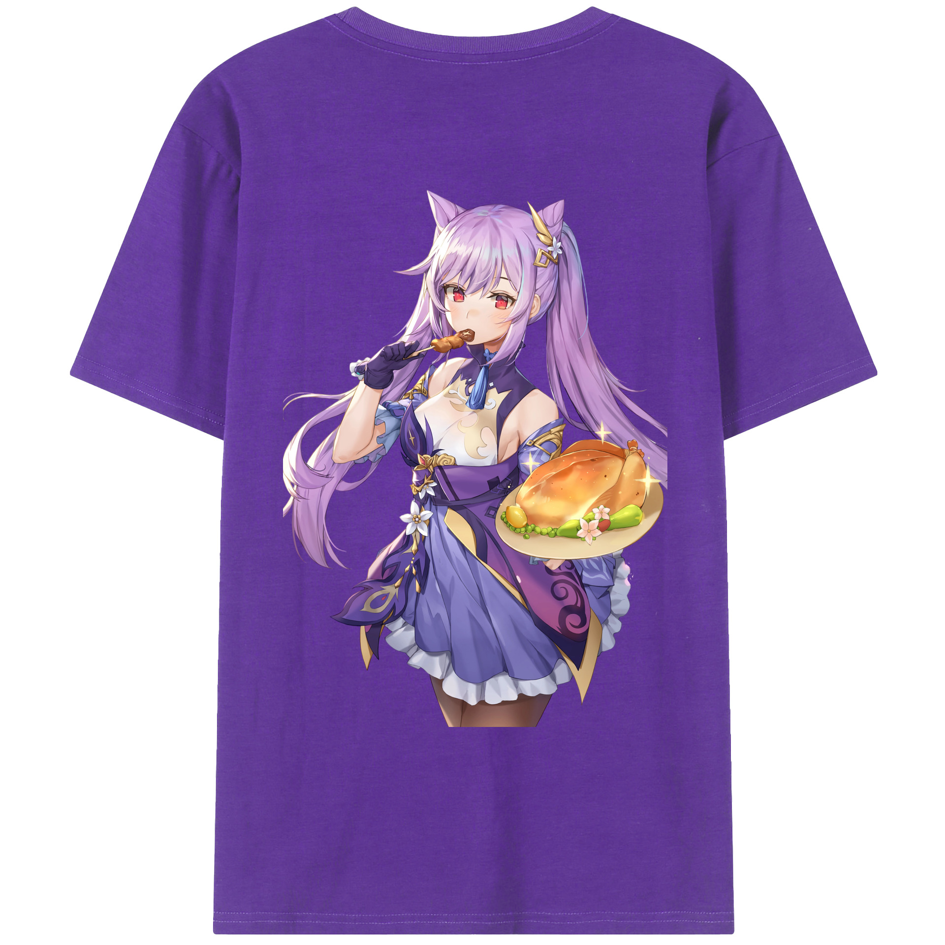 げんし神 刻晴 こくせい genshin Kokusei 綿100％ メンズ半袖Tシャツ（バックプリント） 通気性