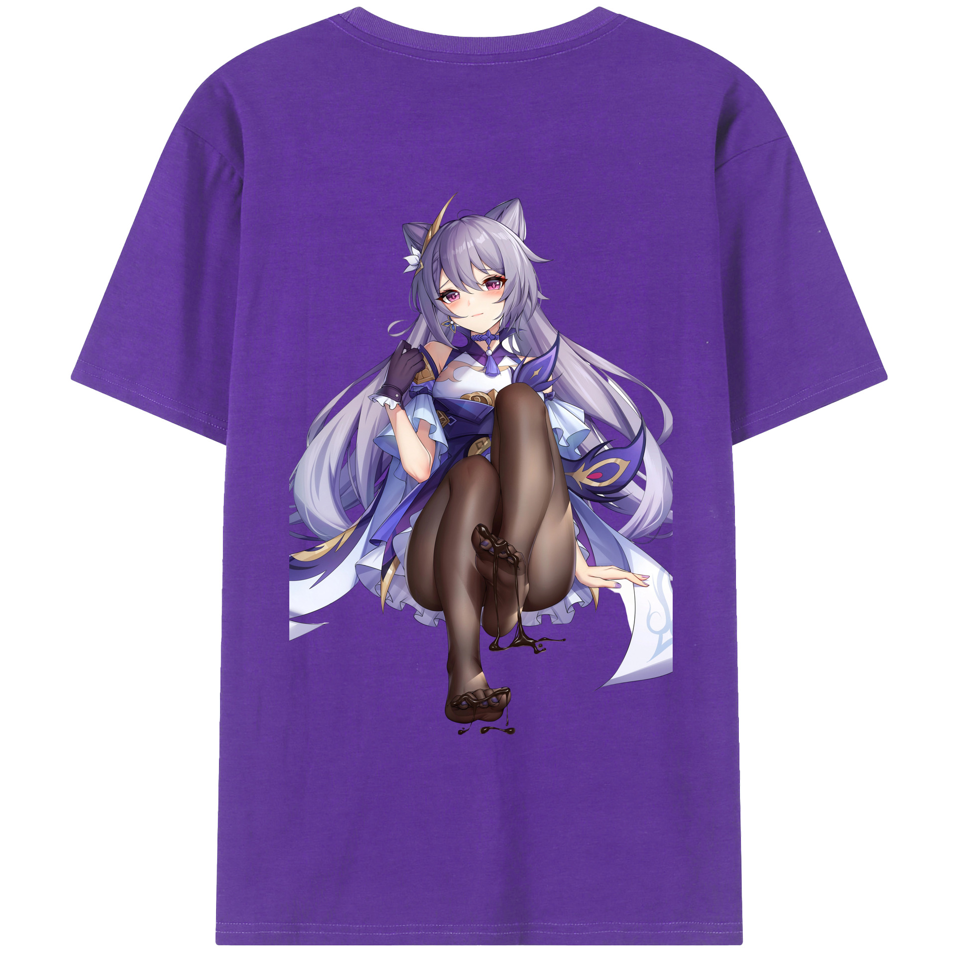げんし神 刻晴 こくせい genshin Kokusei 綿100％ メンズ半袖Tシャツ（バックプリント） 通気性