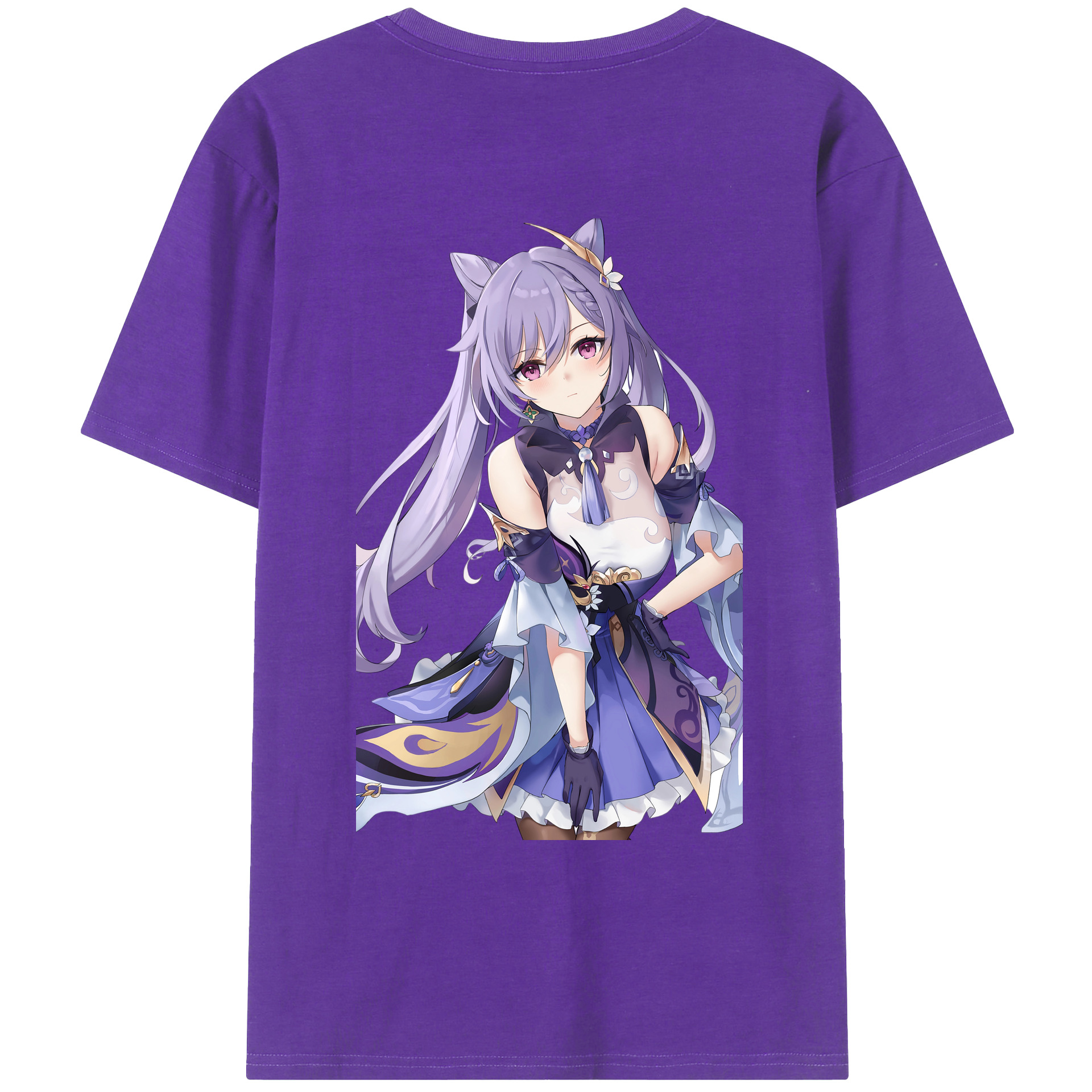 げんし神 刻晴 こくせい genshin Kokusei 綿100％ メンズ半袖Tシャツ（バックプリント） 通気性