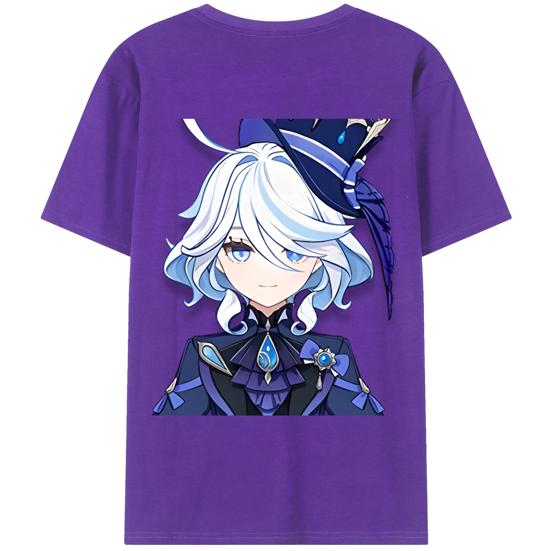 げんし神 フリーナ genshin Furina 綿100％ メンズ半袖Tシャツ（バックプリント） 通気性
