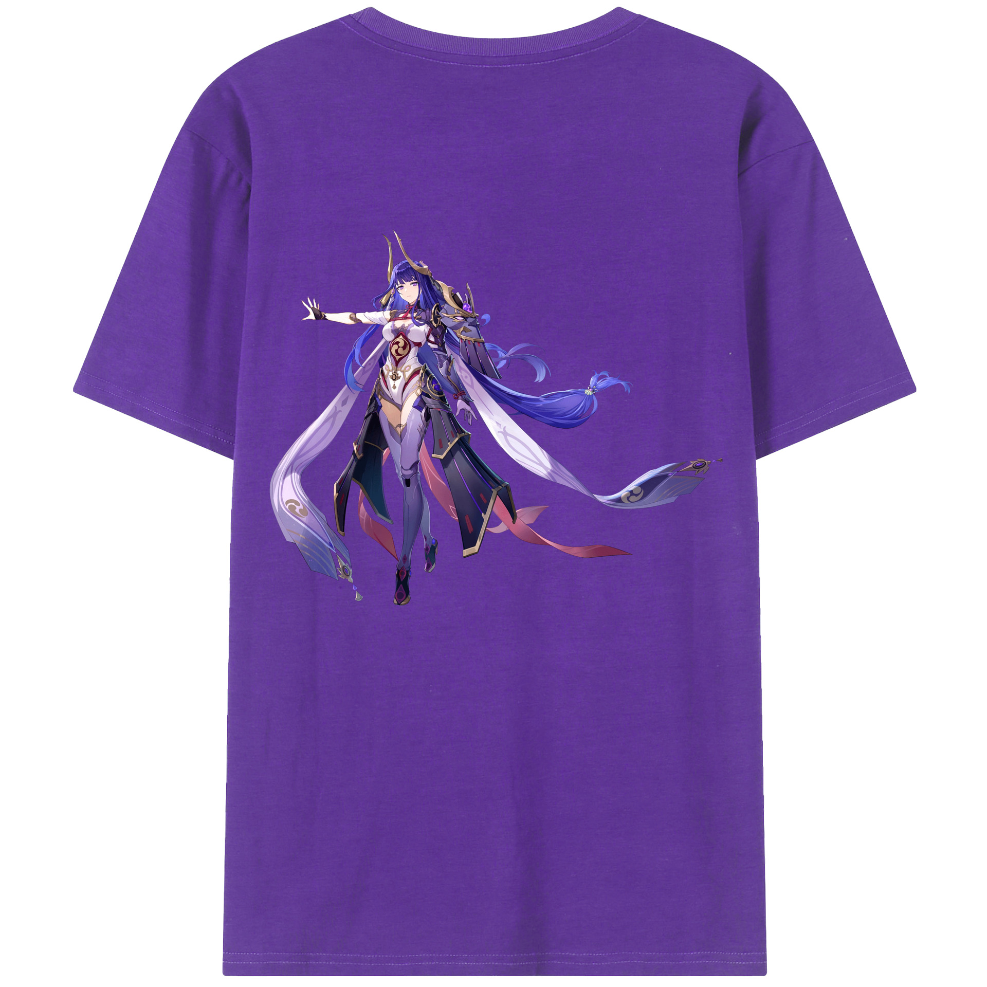 げんし神 雷電将軍 らいでんしょうぐん genshin Raiden Shogun 綿100％ メンズ半袖Tシャツ（バックプリント） 通気性