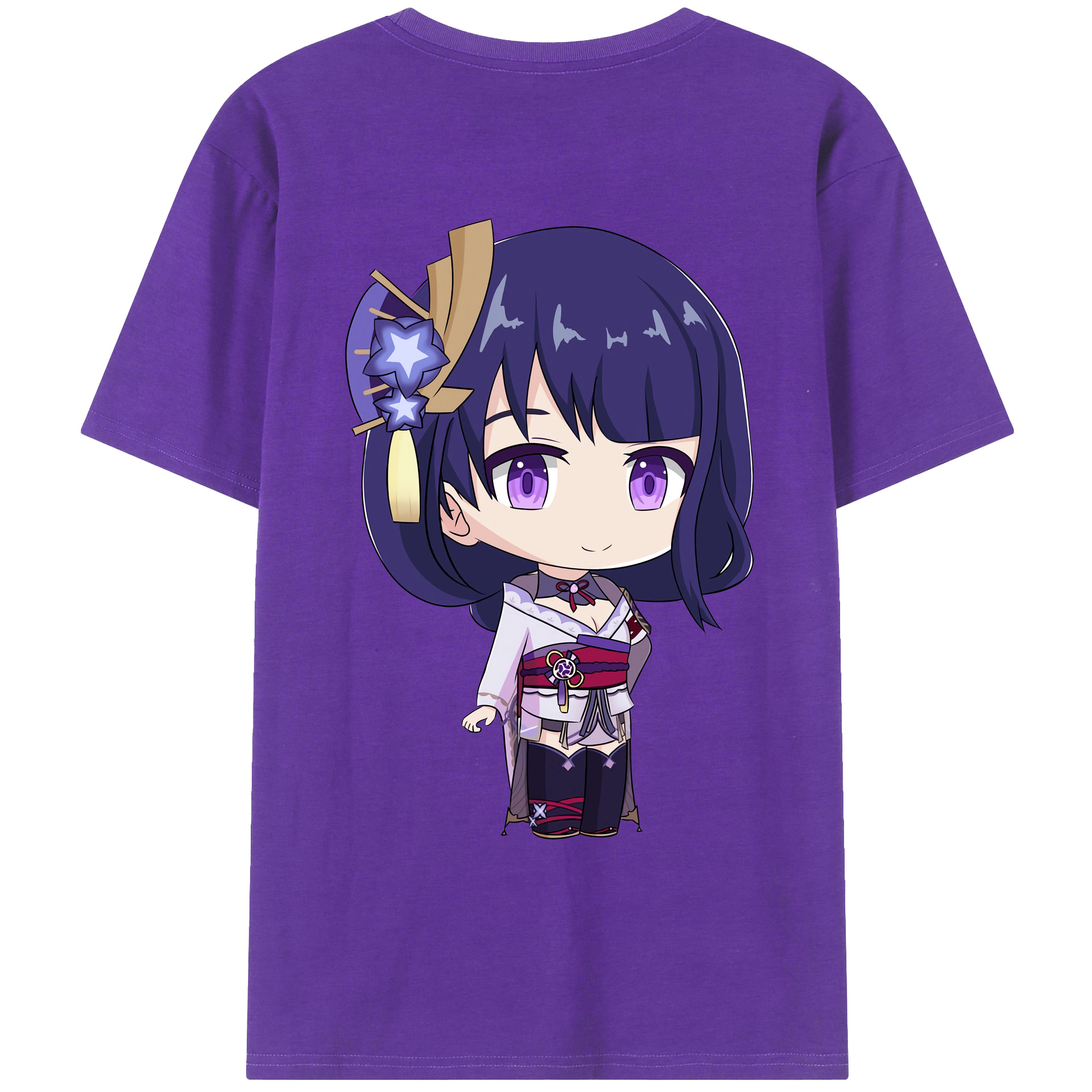 げんし神 雷電将軍 らいでんしょうぐん genshin Raiden Shogun 綿100％ メンズ半袖Tシャツ（バックプリント） 通気性