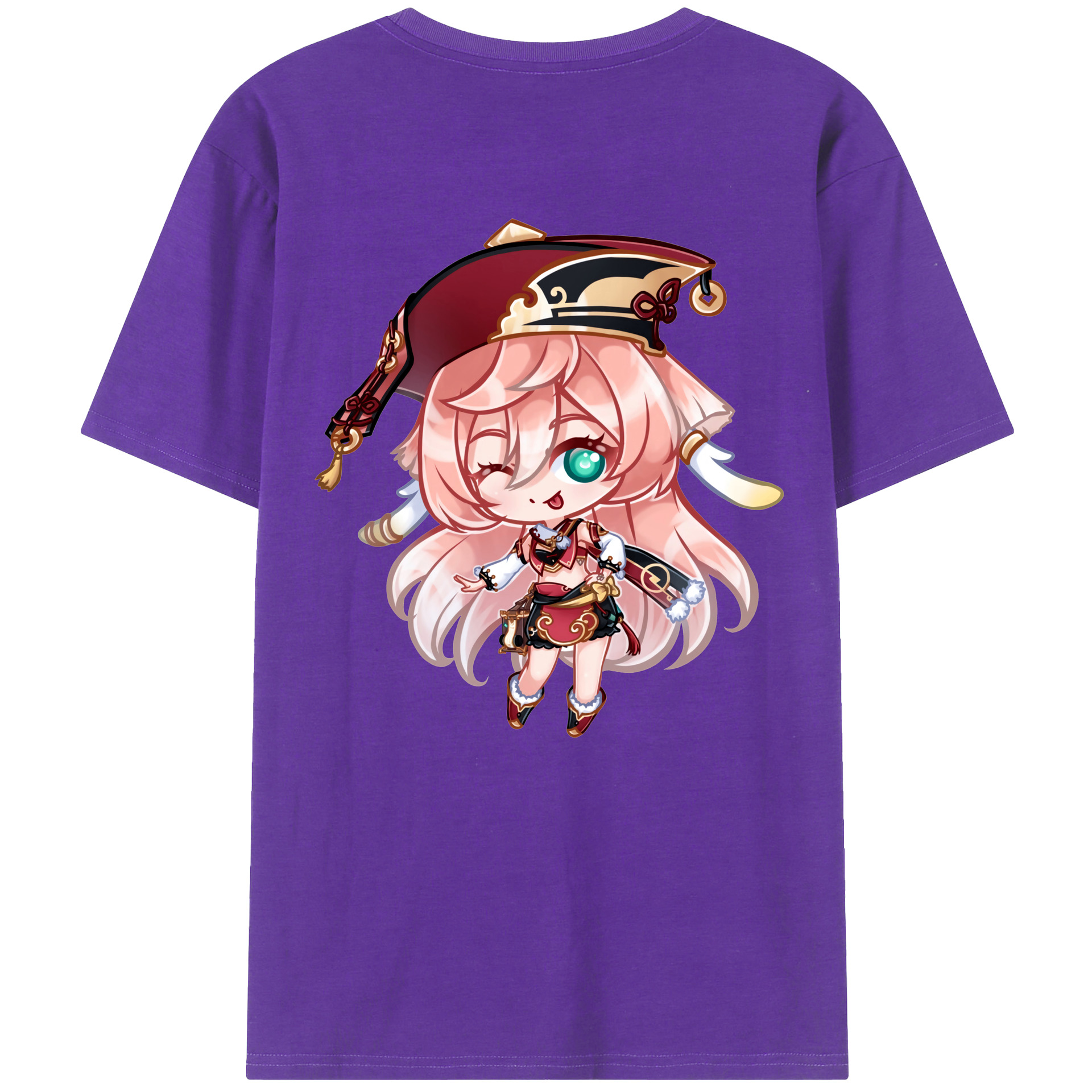 げんし神 ヤンフェイ genshin Yanfei 綿100％ メンズ半袖Tシャツ（バックプリント） 通気性