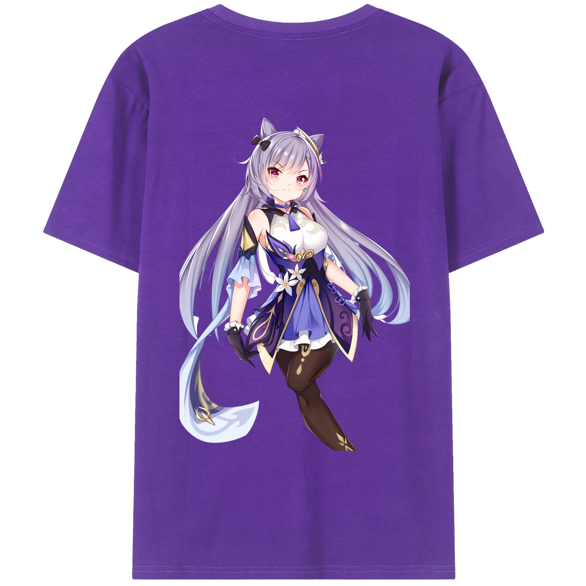 げんし神 刻晴 こくせい genshin Kokusei 綿100％ メンズ半袖Tシャツ（バックプリント） 通気性
