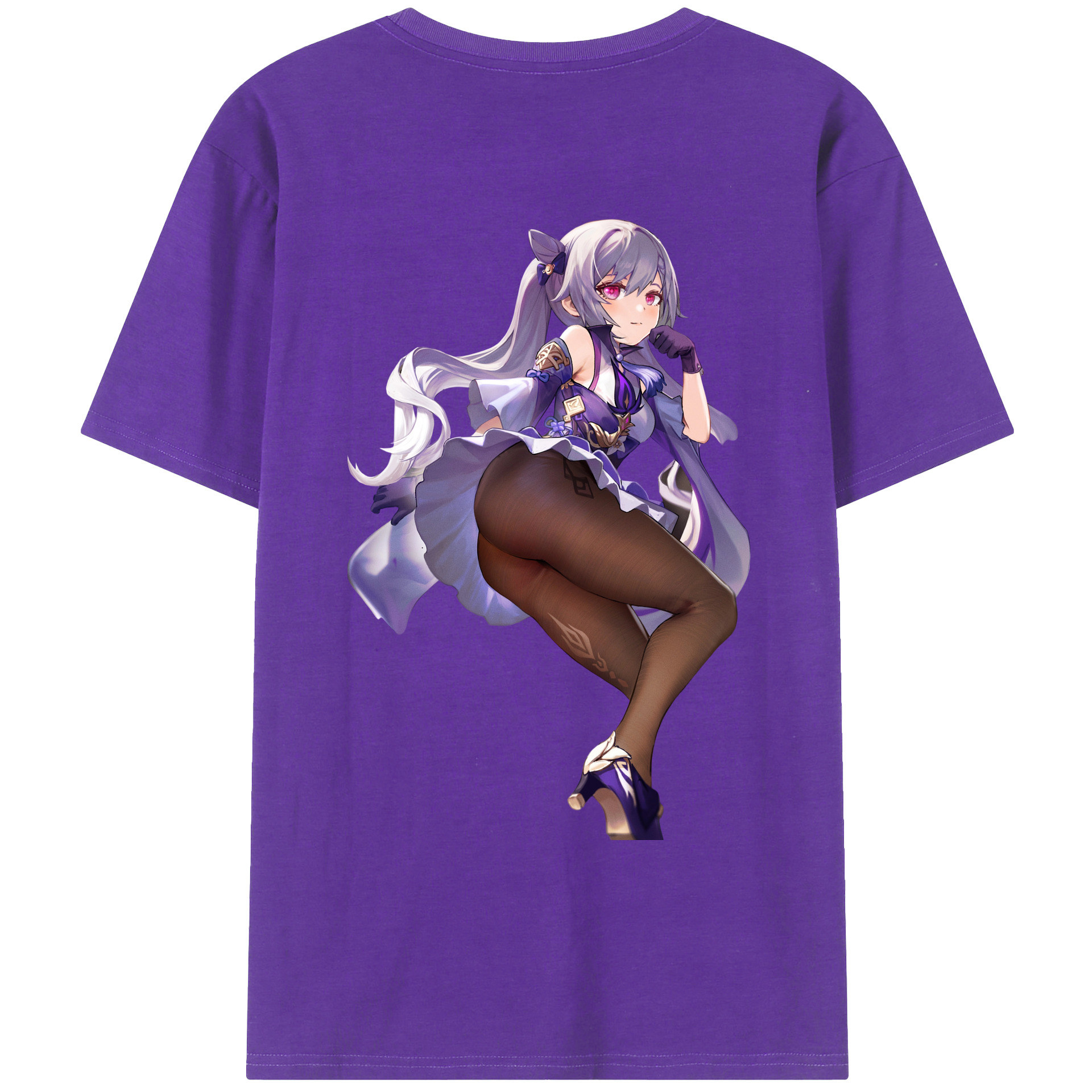 げんし神 刻晴 こくせい genshin Kokusei 綿100％ メンズ半袖Tシャツ（バックプリント） 通気性