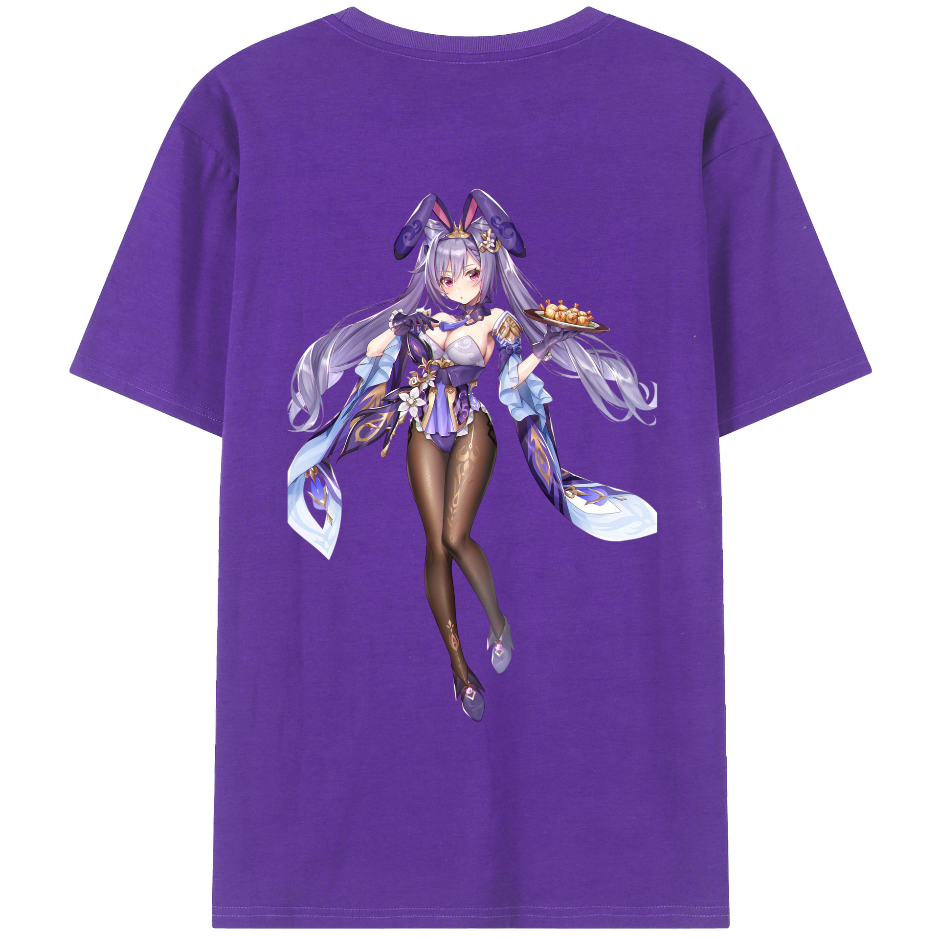 げんし神 刻晴 こくせい genshin Kokusei 綿100％ メンズ半袖Tシャツ（バックプリント） 通気性