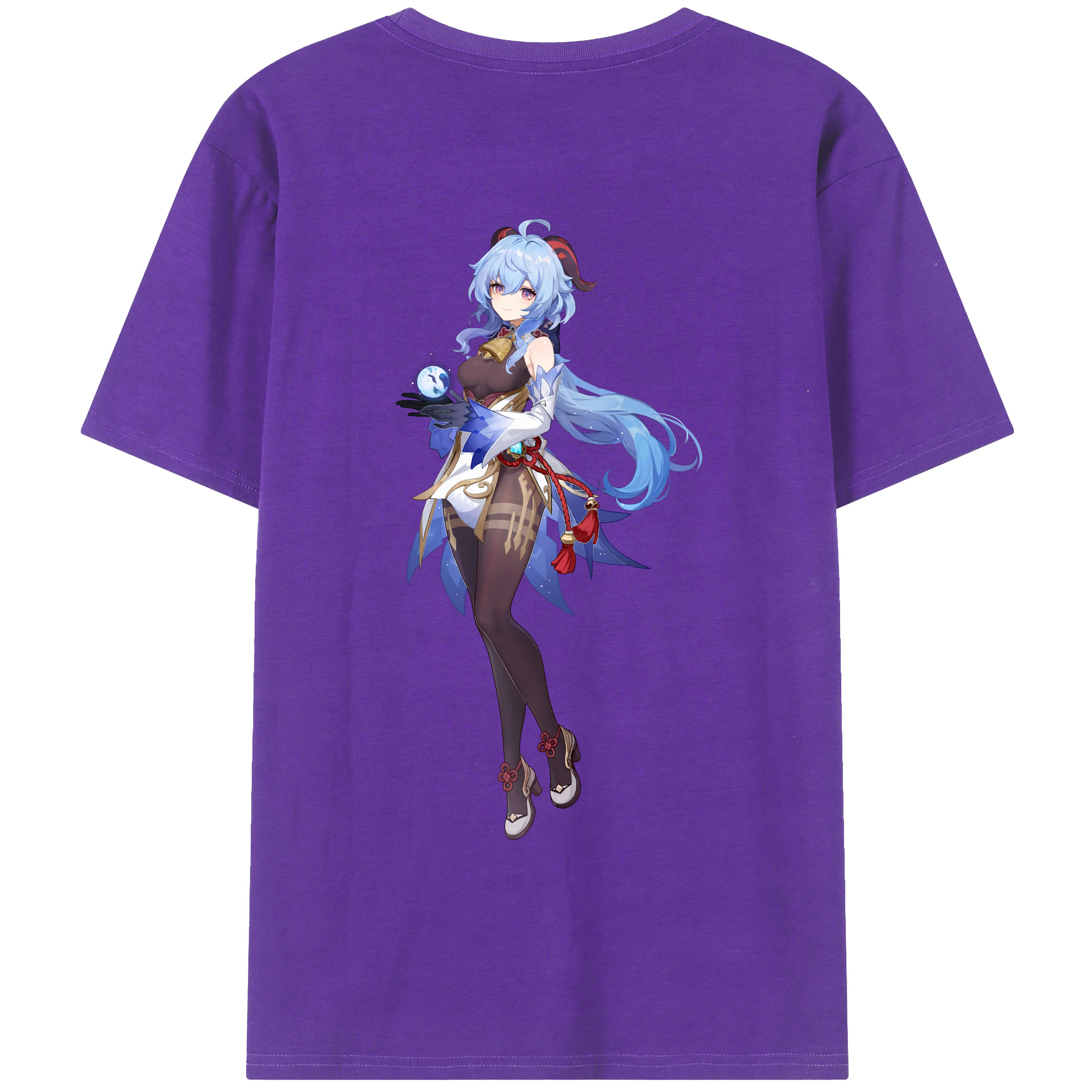 げんし神 甘雨 かんう genshin Ganyu 綿100％ メンズ半袖Tシャツ（バックプリント） 通気性