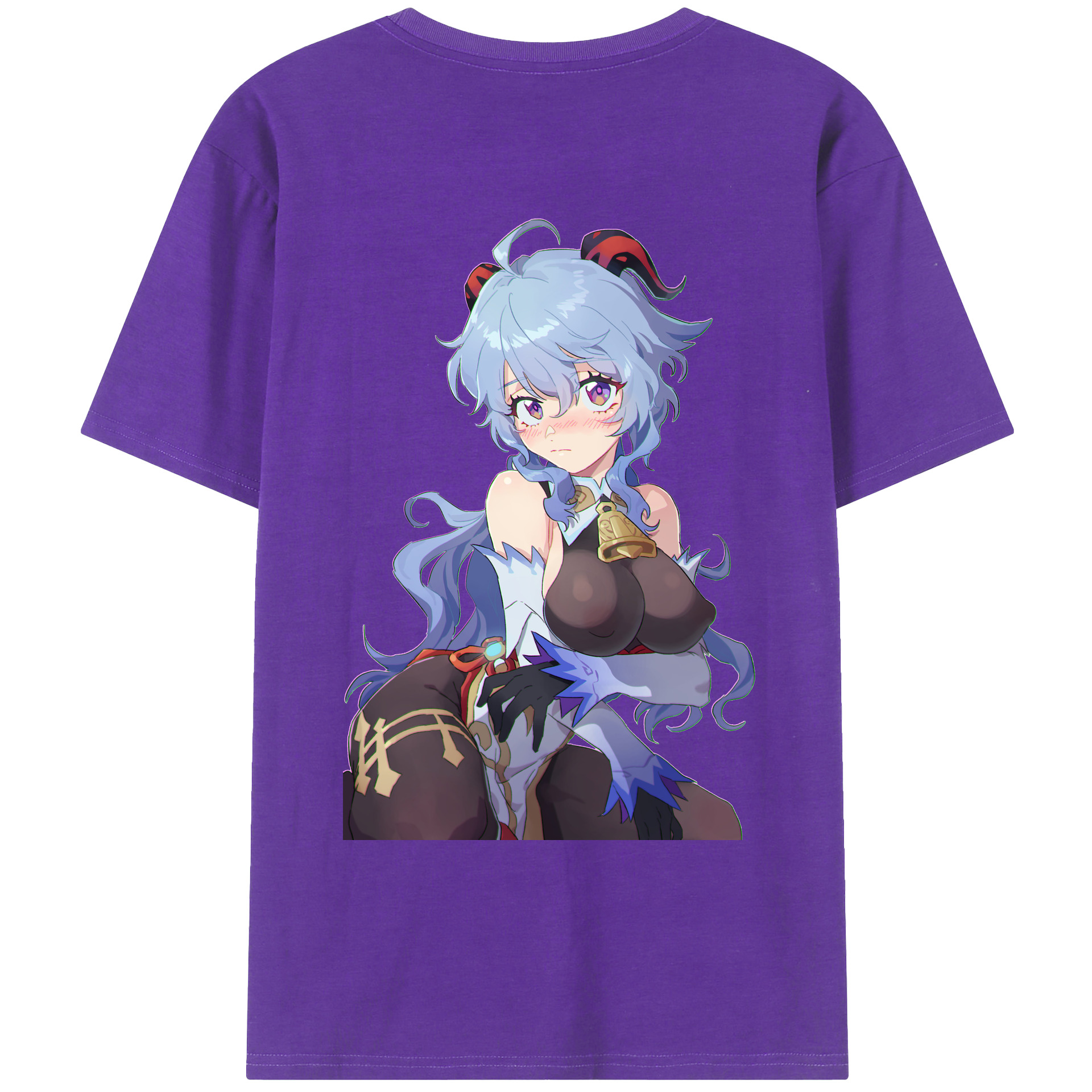 げんし神 甘雨 かんう genshin Ganyu 綿100％ メンズ半袖Tシャツ（バックプリント） 通気性