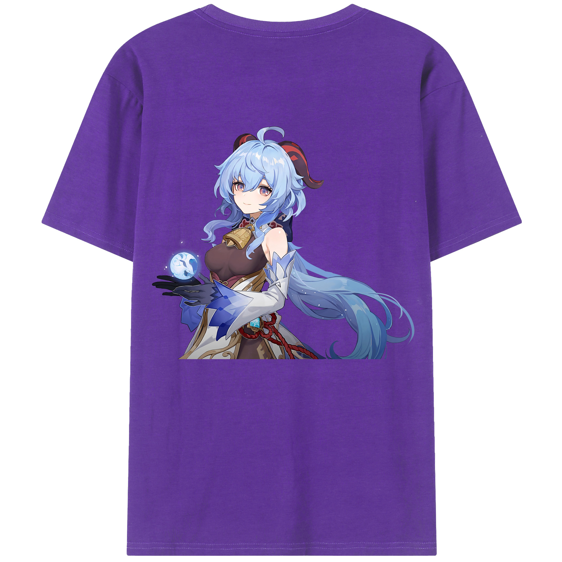 げんし神 甘雨 かんう genshin Ganyu 綿100％ メンズ半袖Tシャツ（バックプリント） 通気性