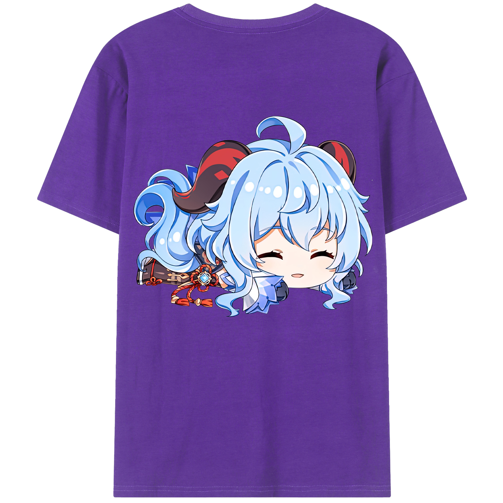 げんし神 甘雨 かんう genshin Ganyu 綿100％ メンズ半袖Tシャツ（バックプリント） 通気性