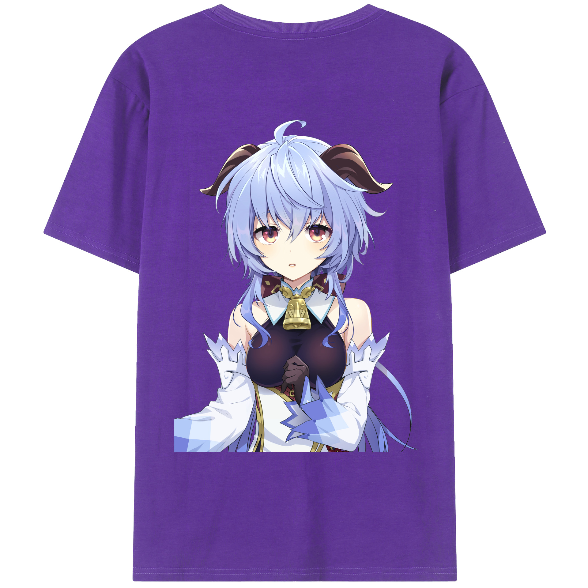 げんし神 甘雨 かんう genshin Ganyu 綿100％ メンズ半袖Tシャツ（バックプリント） 通気性