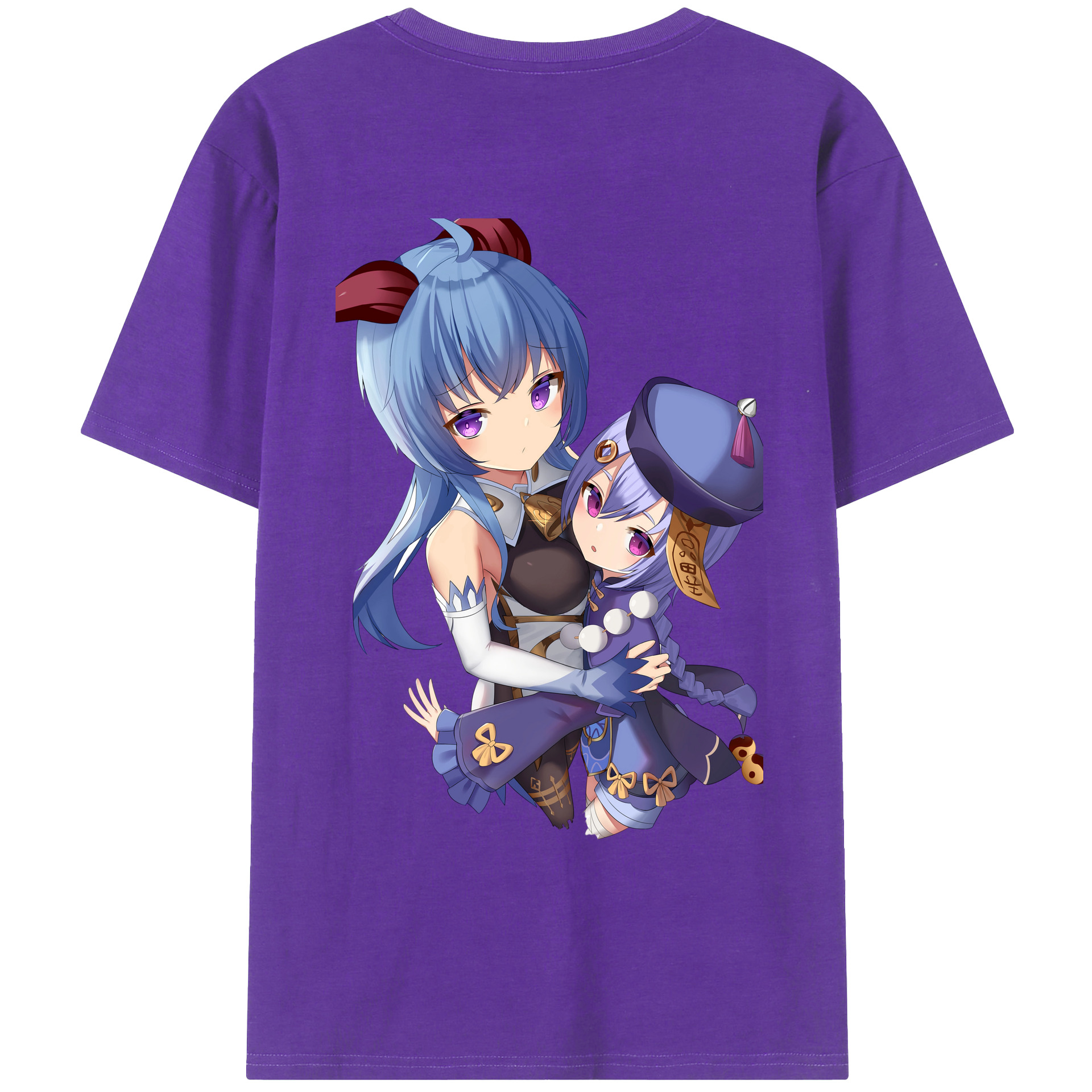 げんし神 甘雨 かんう genshin Ganyu 綿100％ メンズ半袖Tシャツ（バックプリント） 通気性