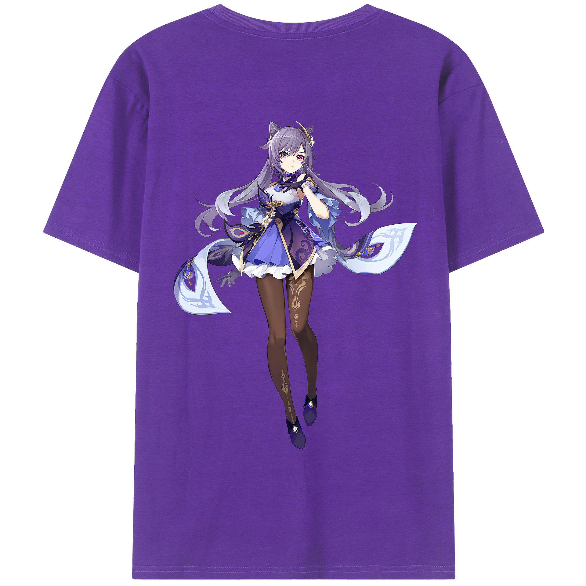げんし神 刻晴 こくせい genshin Kokusei 綿100％ メンズ半袖Tシャツ（バックプリント） 通気性