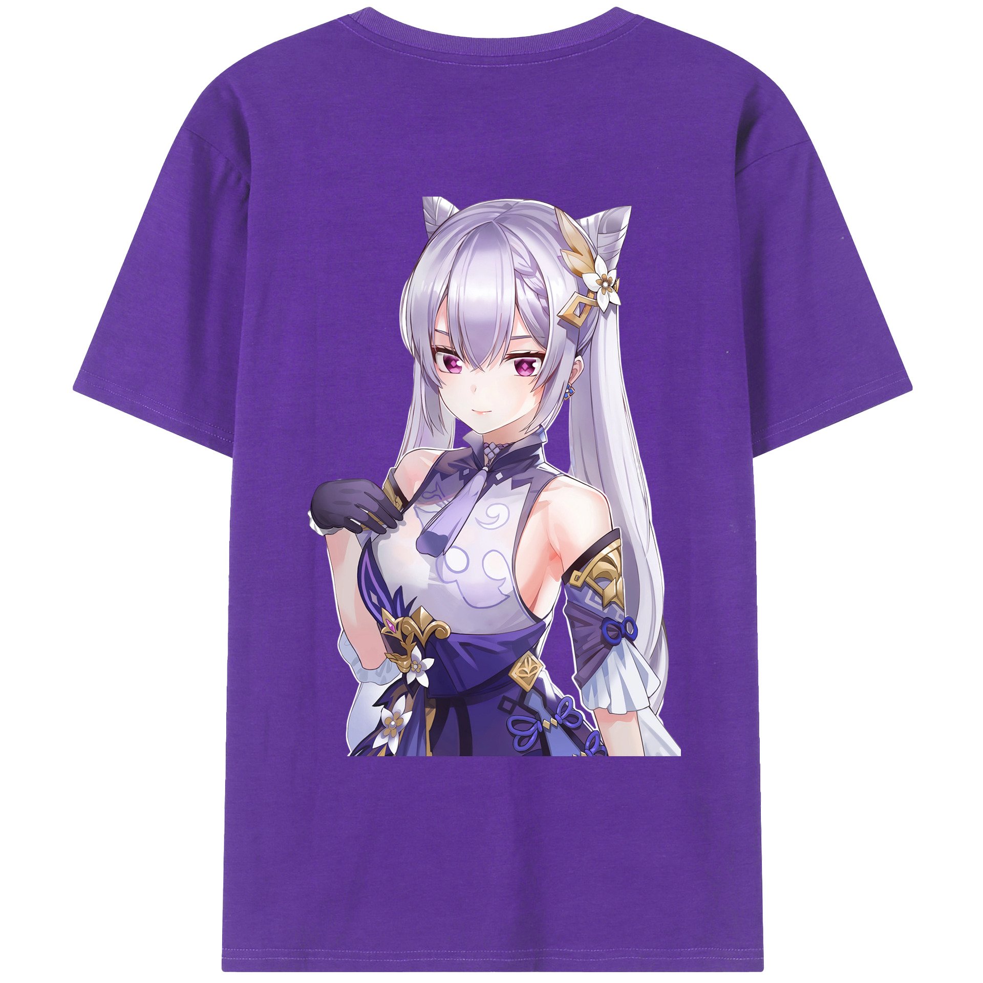 げんし神 刻晴 こくせい genshin Kokusei 綿100％ メンズ半袖Tシャツ（バックプリント） 通気性
