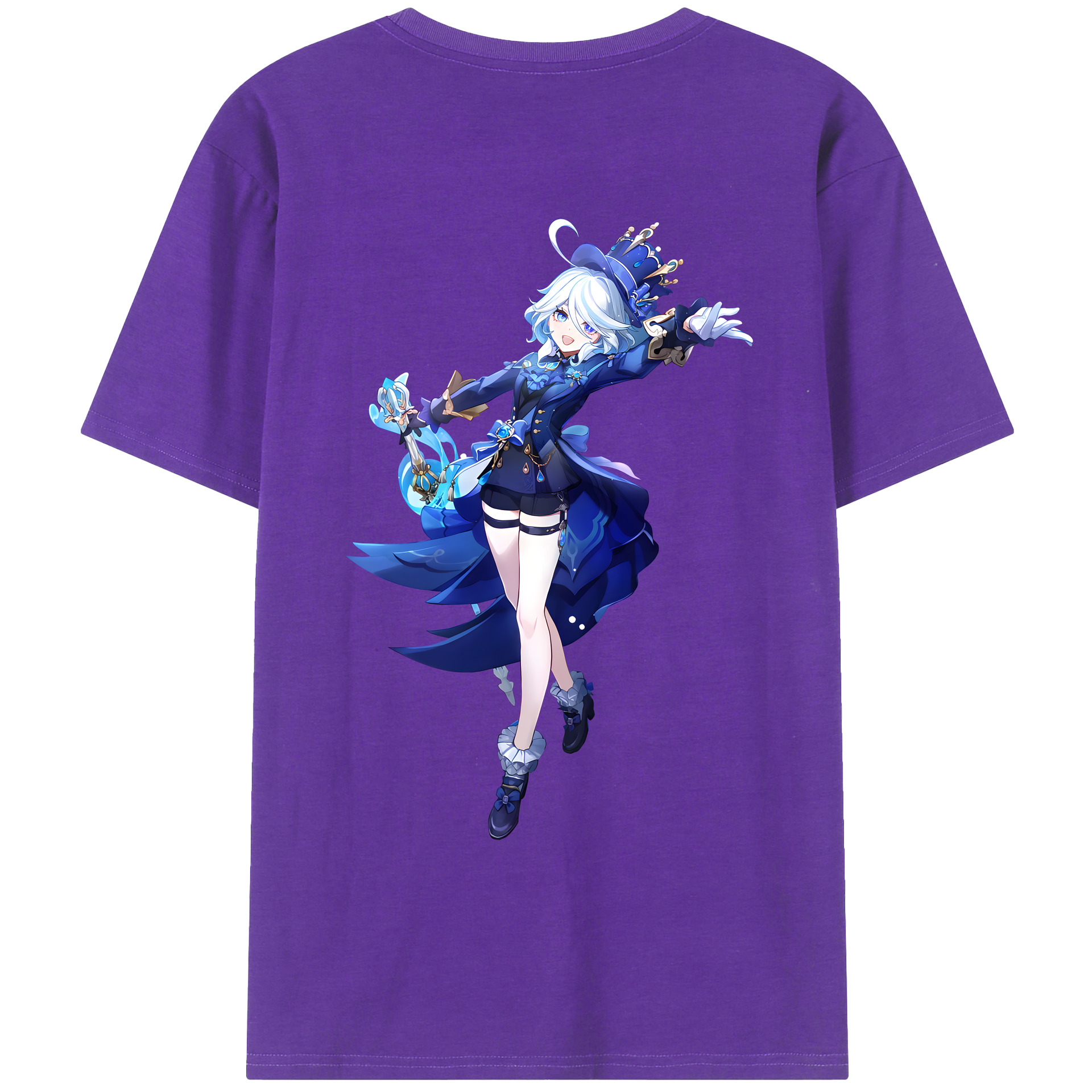 げんし神 フリーナ genshin Furina 綿100％ メンズ半袖Tシャツ（バックプリント） 通気性