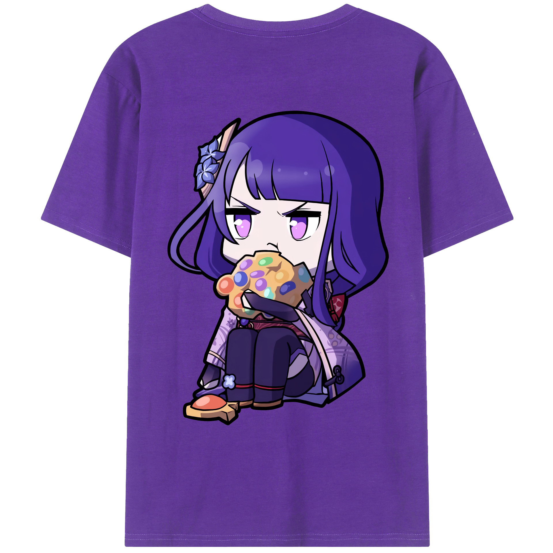 げんし神 雷電将軍 らいでんしょうぐん genshin Raiden Shogun 綿100％ メンズ半袖Tシャツ（バックプリント） 通気性