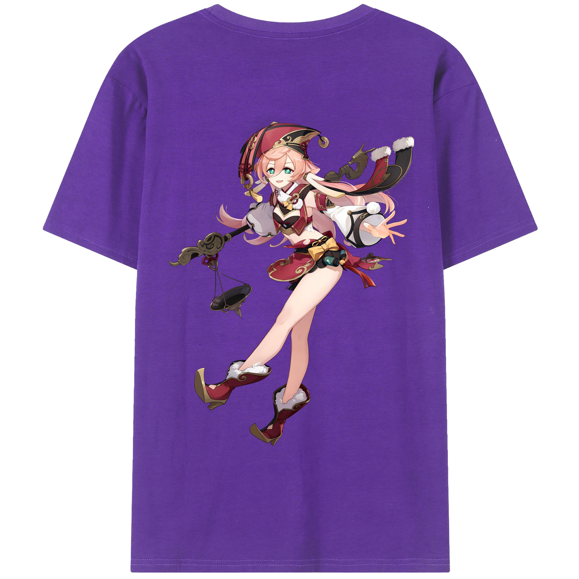げんし神 ヤンフェイ genshin Yanfei 綿100％ メンズ半袖Tシャツ（バックプリント） 通気性