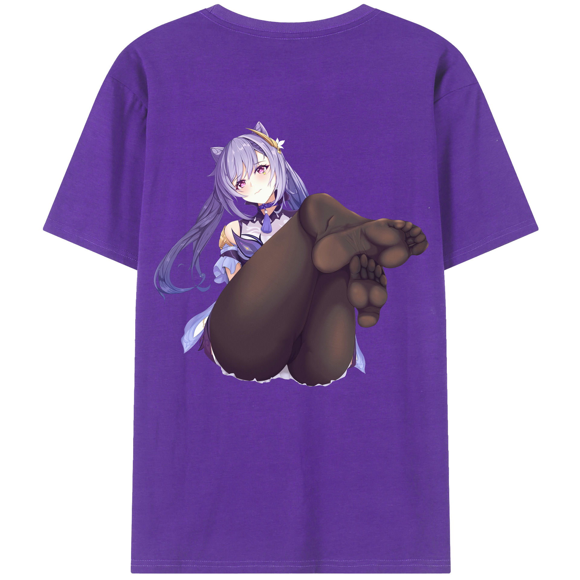 げんし神 刻晴 こくせい genshin Kokusei 綿100％ メンズ半袖Tシャツ（バックプリント） 通気性