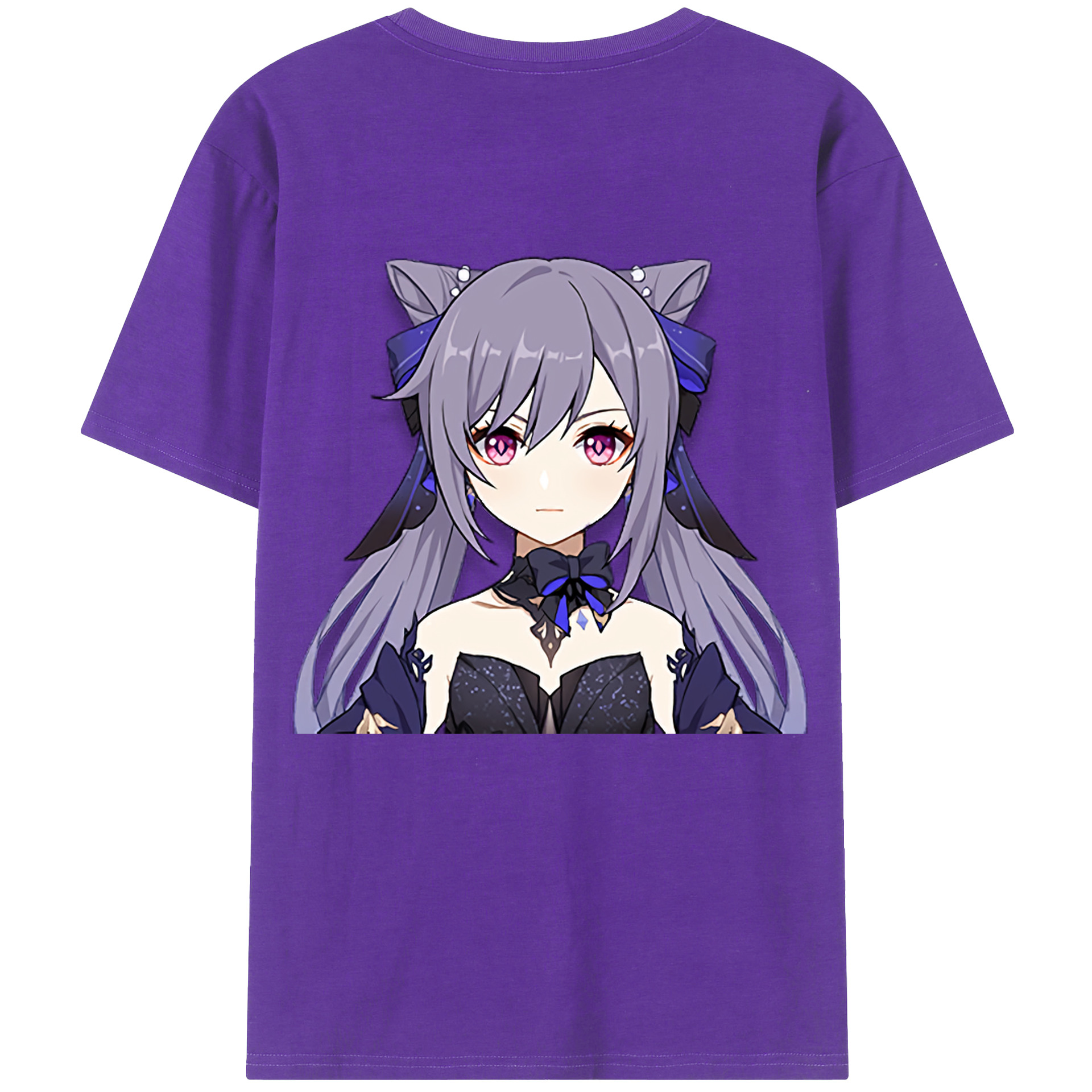 げんし神 刻晴 こくせい genshin Kokusei 綿100％ メンズ半袖Tシャツ（バックプリント） 通気性