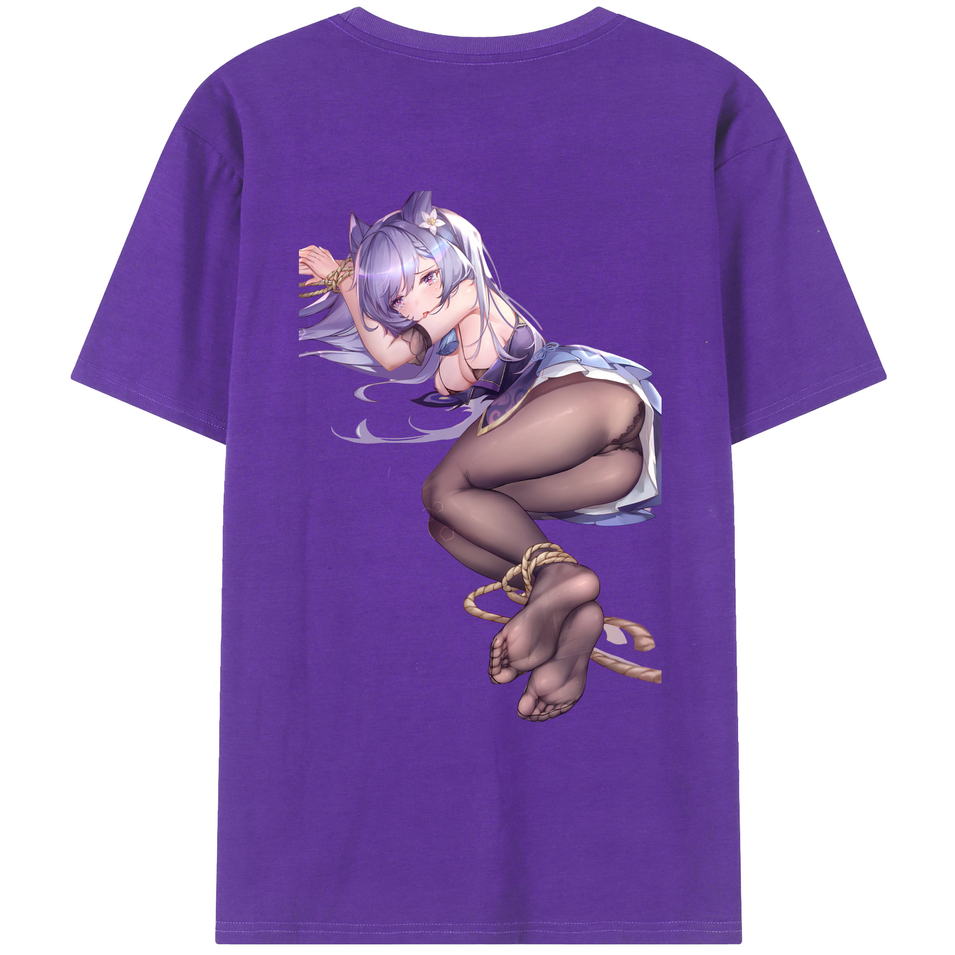げんし神 刻晴 こくせい genshin Kokusei 綿100％ メンズ半袖Tシャツ（バックプリント） 通気性