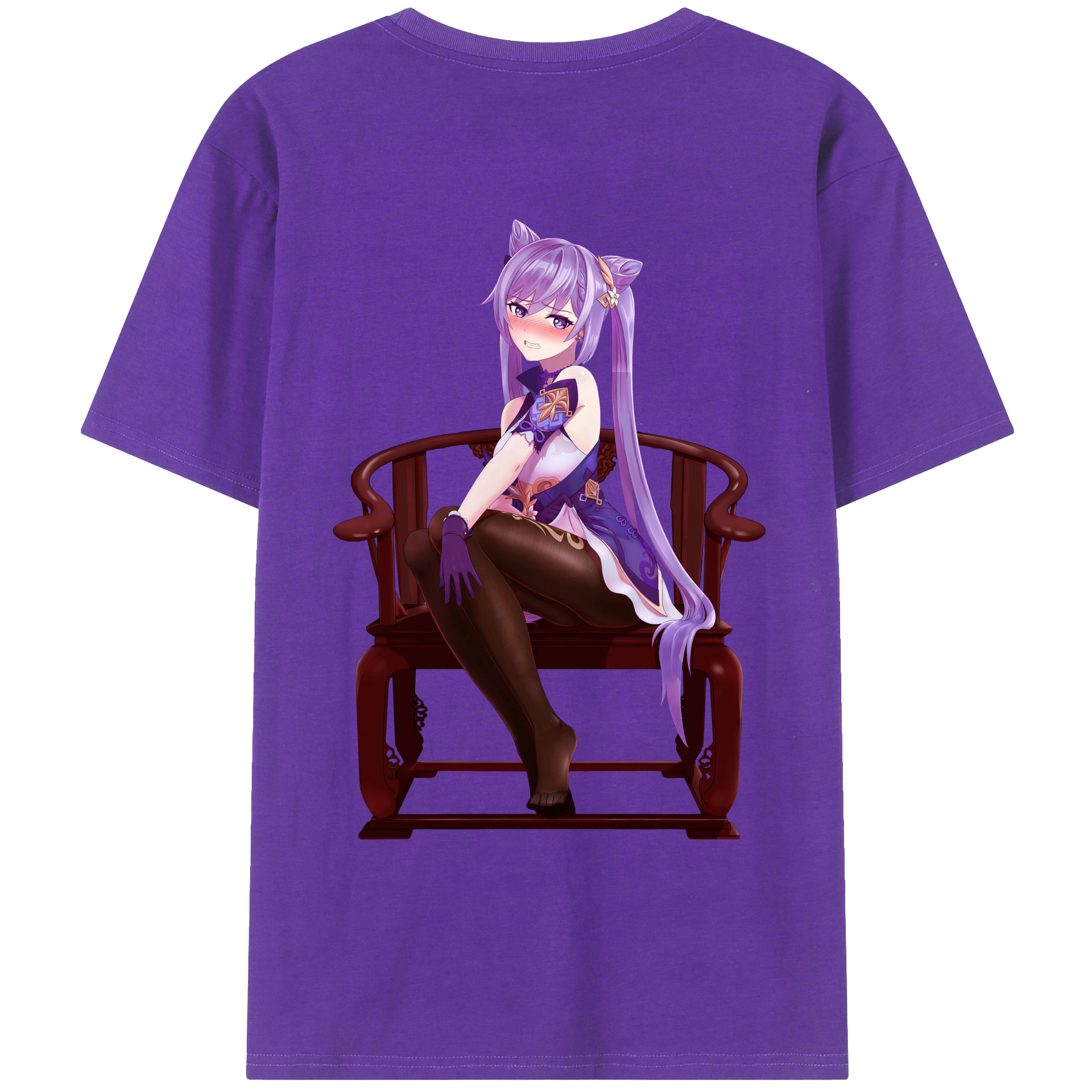 げんし神 刻晴 こくせい genshin Kokusei 綿100％ メンズ半袖Tシャツ（バックプリント） 通気性