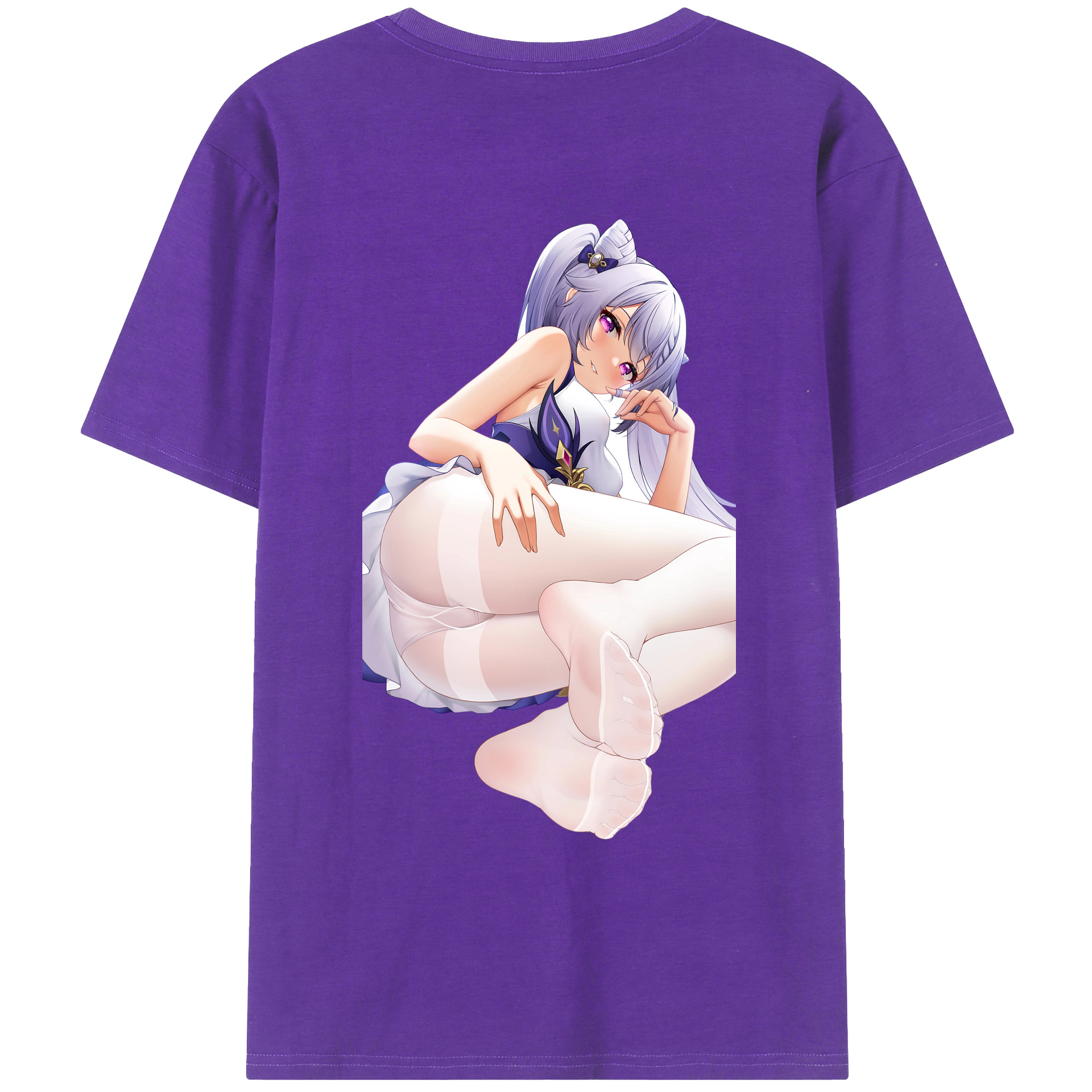 げんし神 刻晴 こくせい genshin Kokusei 綿100％ メンズ半袖Tシャツ（バックプリント） 通気性