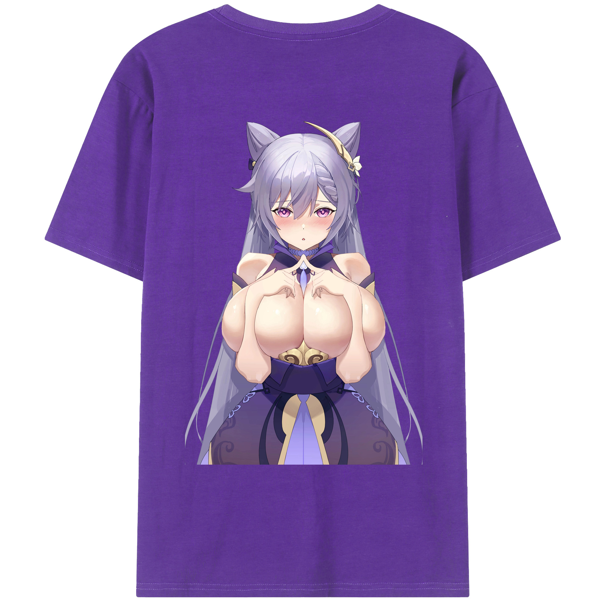 げんし神 刻晴 こくせい genshin Kokusei 綿100％ メンズ半袖Tシャツ（バックプリント） 通気性