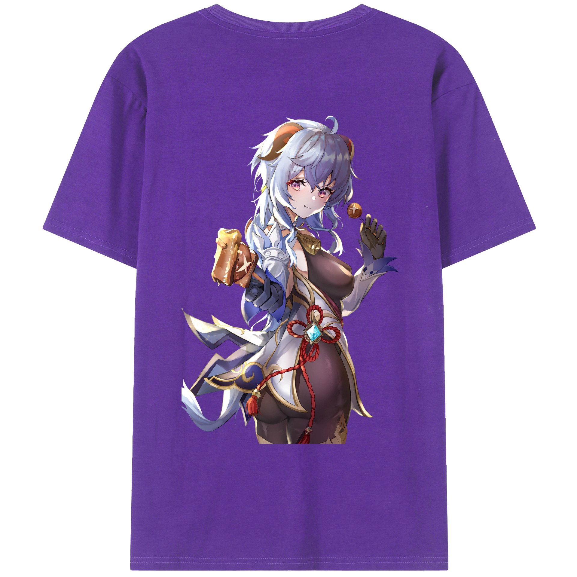 げんし神 甘雨 かんう genshin Ganyu 綿100％ メンズ半袖Tシャツ（バックプリント） 通気性
