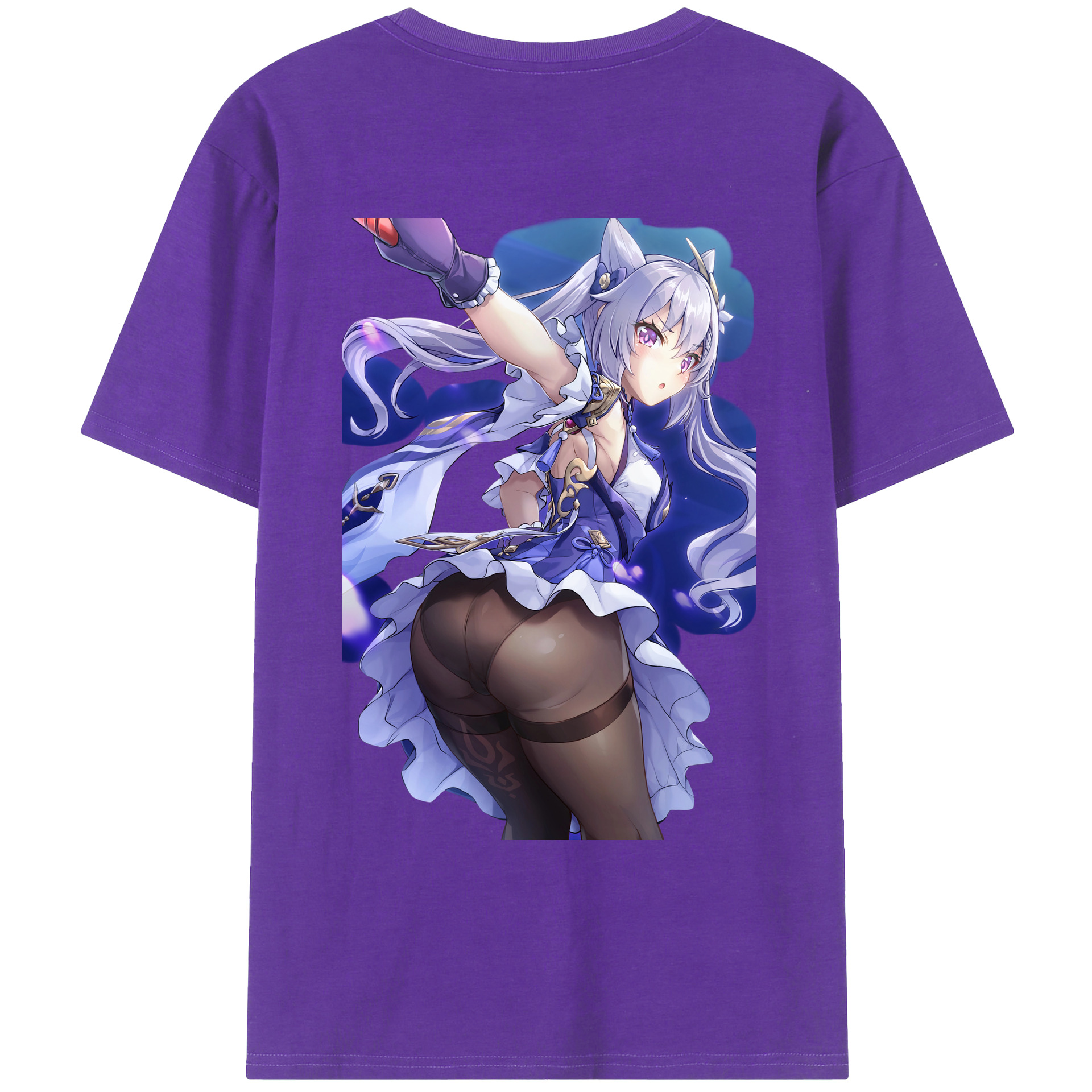 げんし神 刻晴 こくせい genshin Kokusei 綿100％ メンズ半袖Tシャツ（バックプリント） 通気性