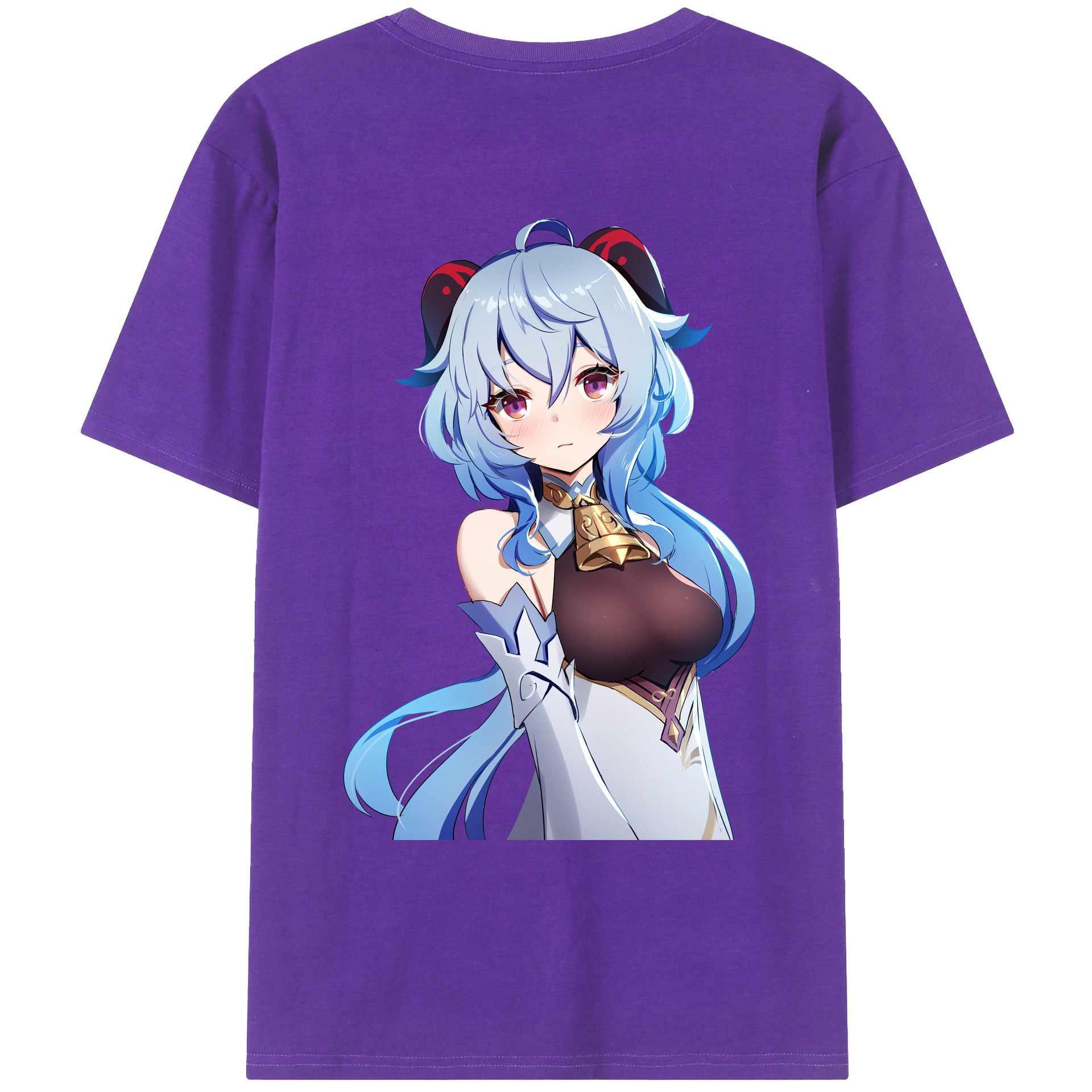 げんし神 甘雨 かんう genshin Ganyu 綿100％ メンズ半袖Tシャツ（バックプリント） 通気性