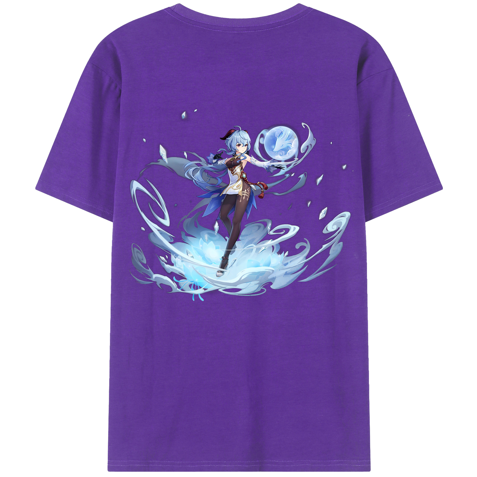 げんし神 甘雨 かんう genshin Ganyu 綿100％ メンズ半袖Tシャツ（バックプリント） 通気性