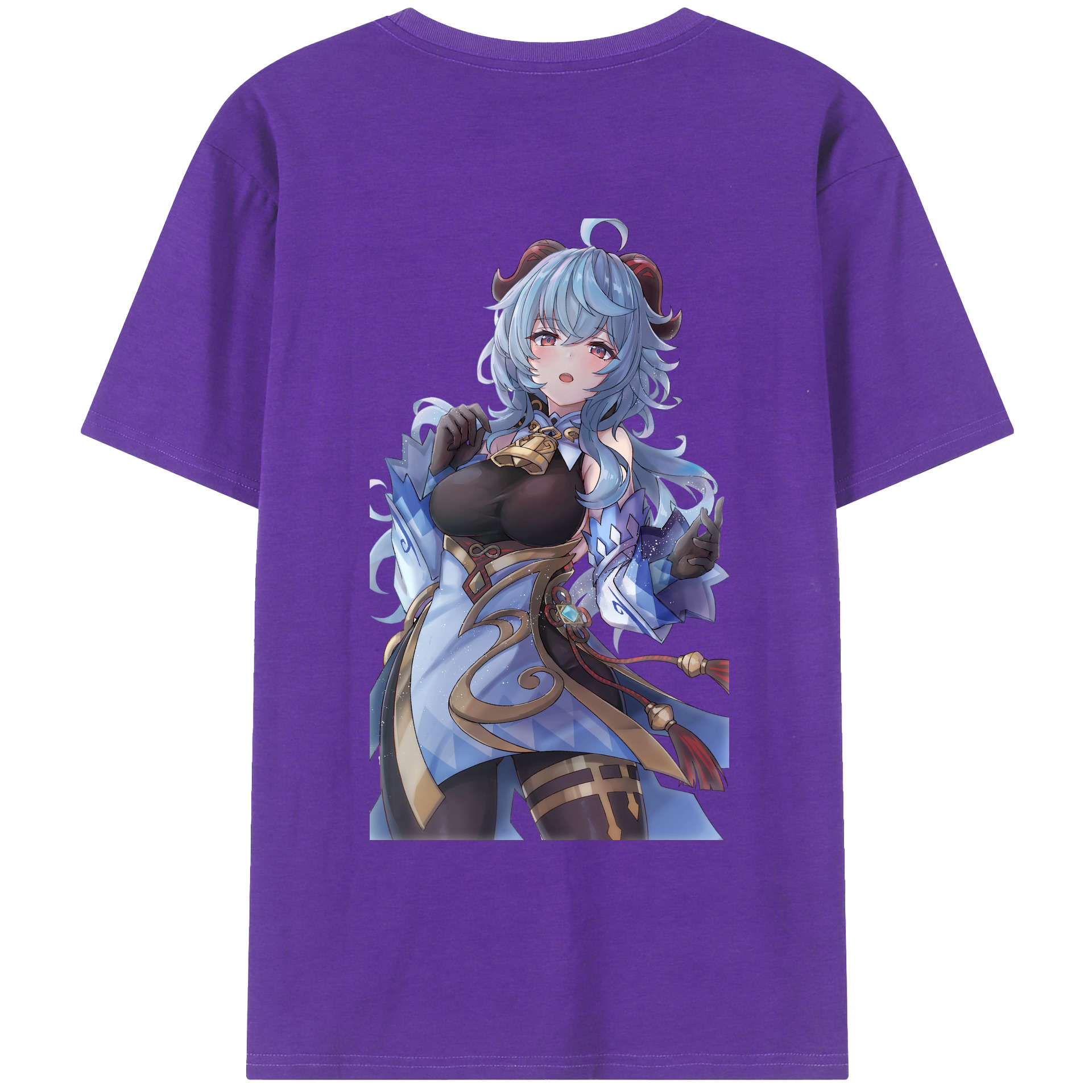 げんし神 甘雨 かんう genshin Ganyu 綿100％ メンズ半袖Tシャツ（バックプリント） 通気性